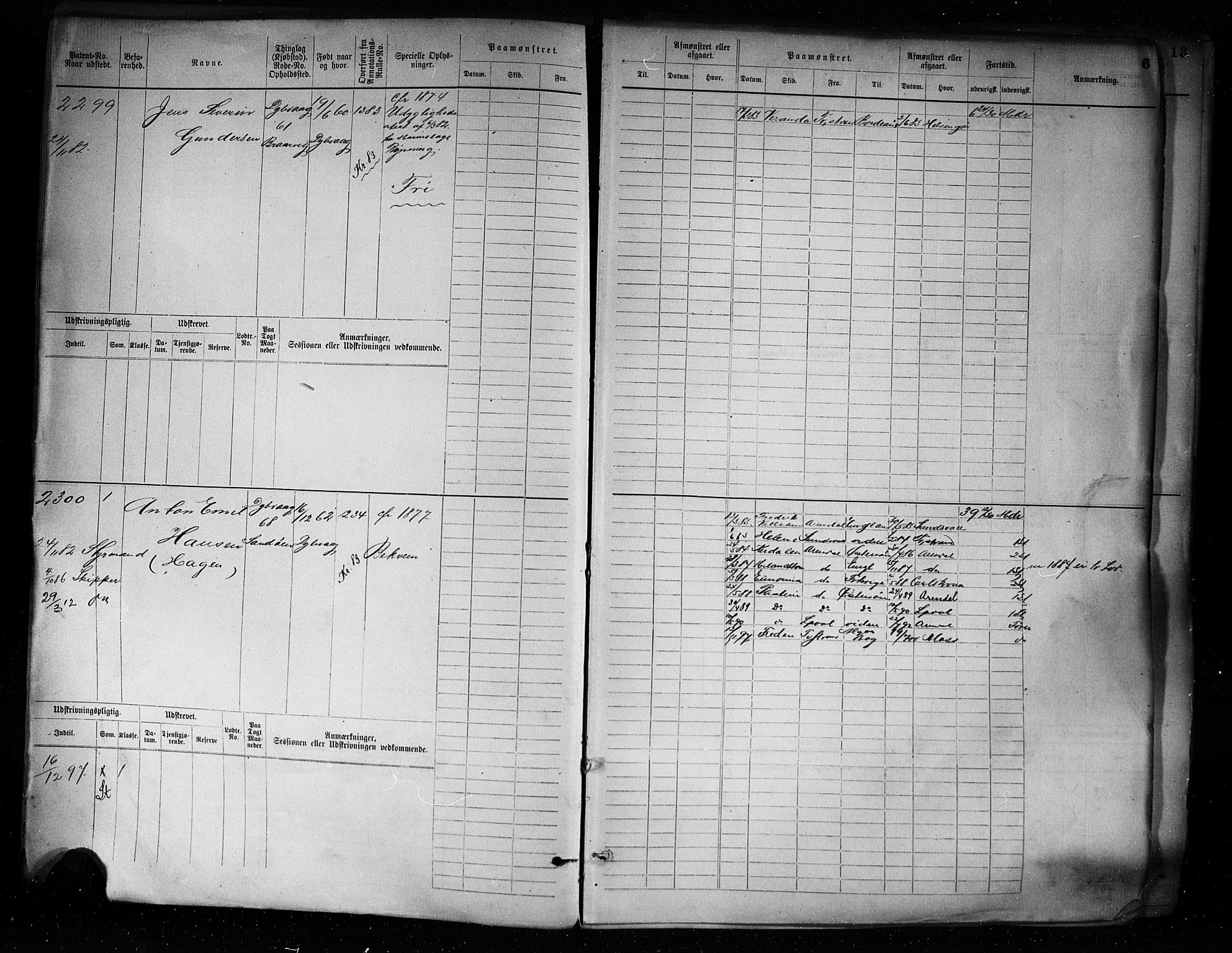 Tvedestrand mønstringskrets, AV/SAK-2031-0011/F/Fb/L0004: Hovedrulle A nr 2289-3056, R-5, 1880-1910, s. 9