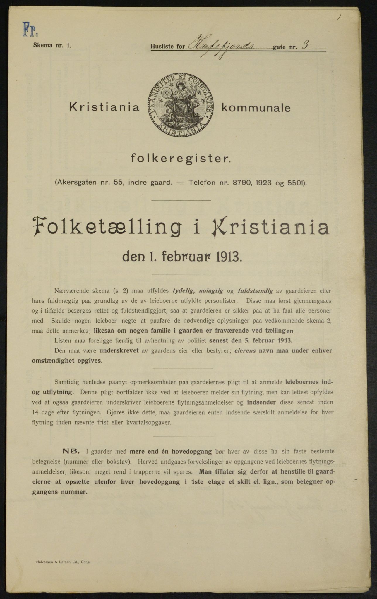 OBA, Kommunal folketelling 1.2.1913 for Kristiania, 1913, s. 33341