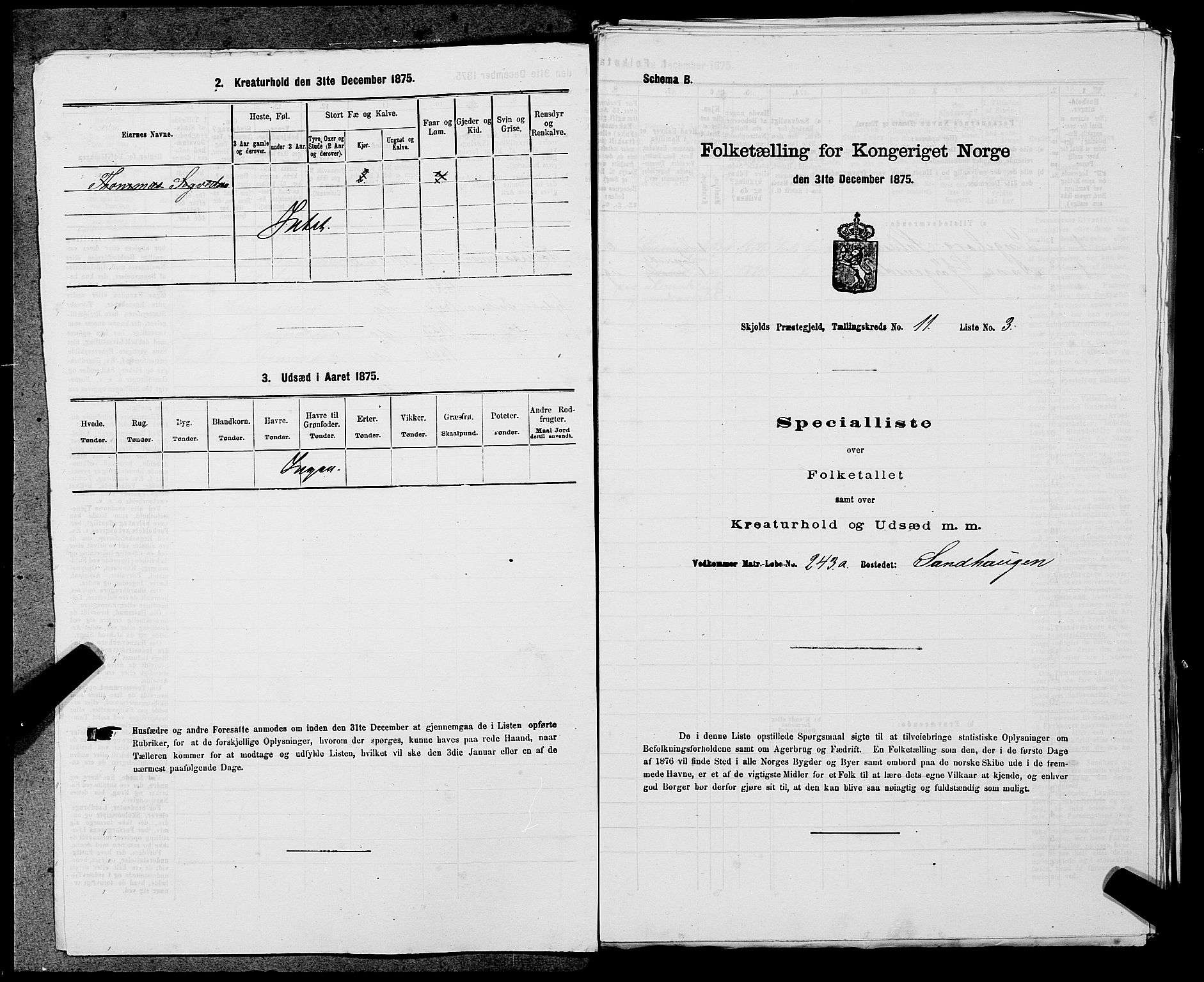 SAST, Folketelling 1875 for 1154P Skjold prestegjeld, 1875, s. 1109