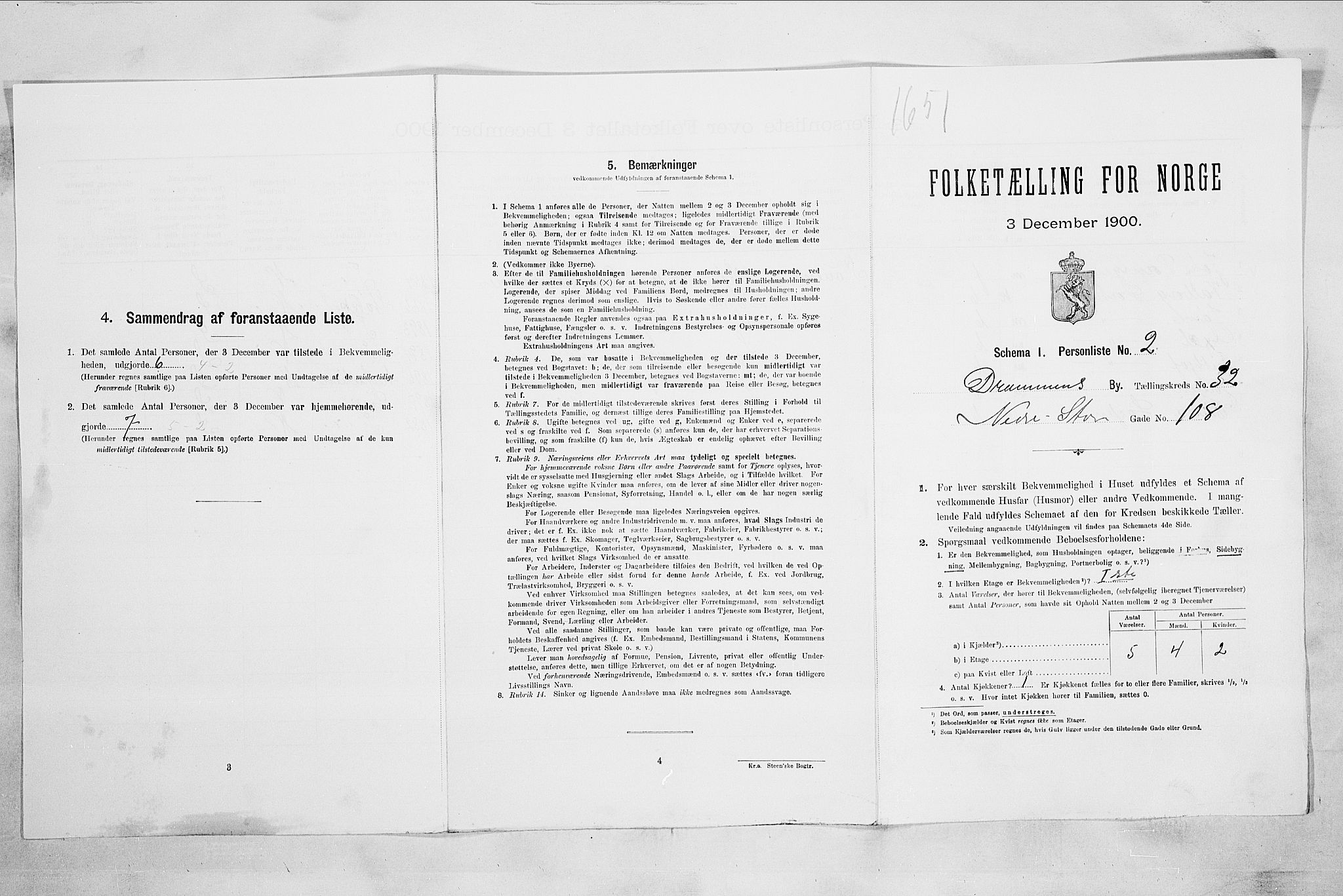 RA, Folketelling 1900 for 0602 Drammen kjøpstad, 1900, s. 5407