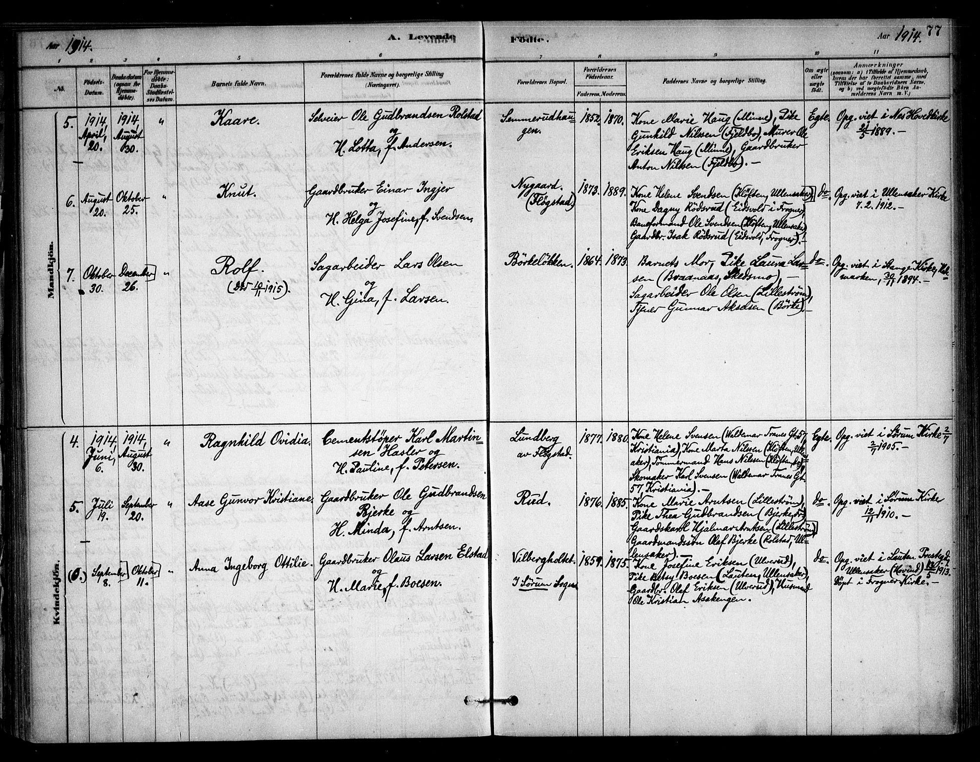 Sørum prestekontor Kirkebøker, AV/SAO-A-10303/F/Fb/L0001: Ministerialbok nr. II 1, 1878-1915, s. 77