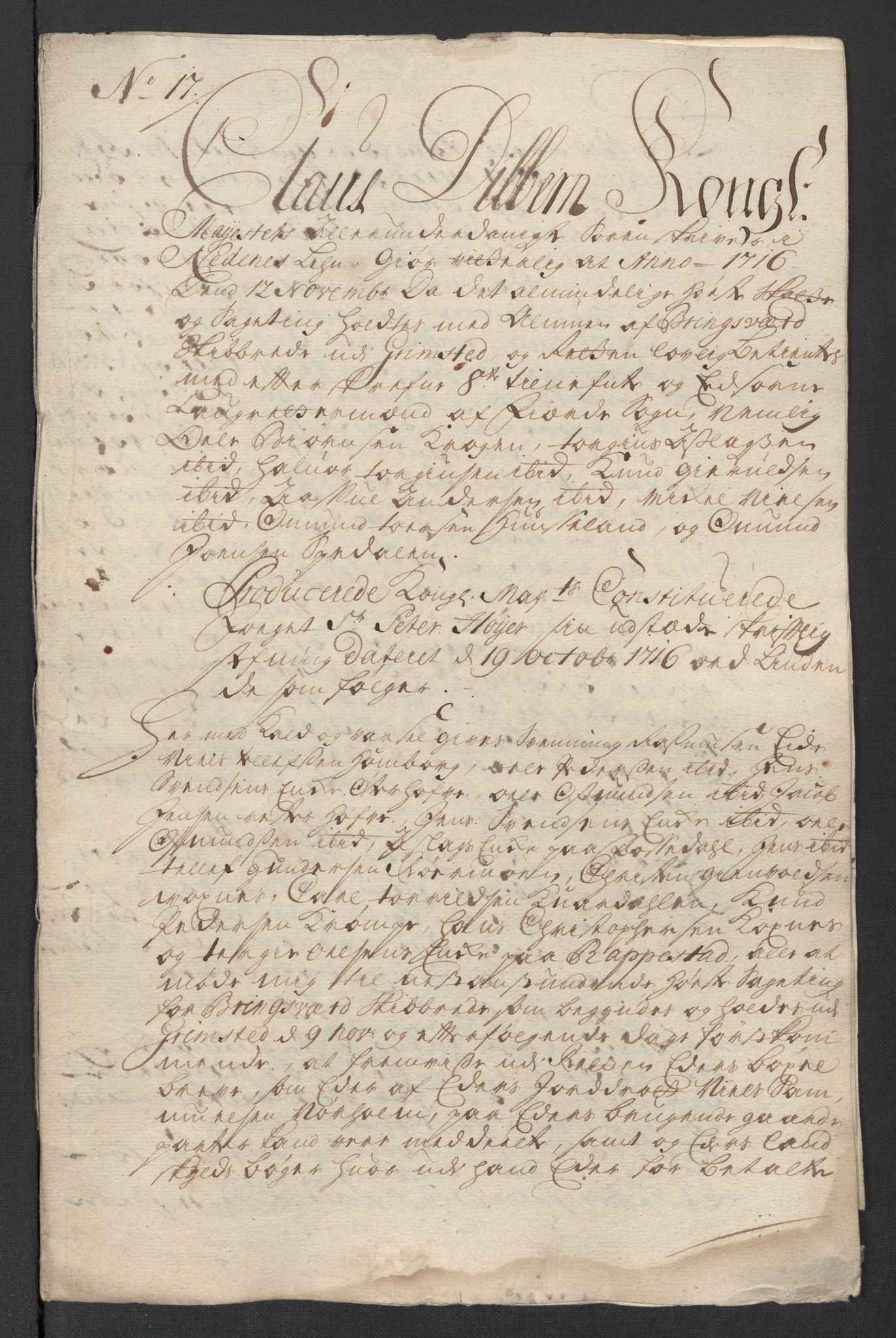 Rentekammeret inntil 1814, Reviderte regnskaper, Fogderegnskap, RA/EA-4092/R39/L2325: Fogderegnskap Nedenes, 1716, s. 259