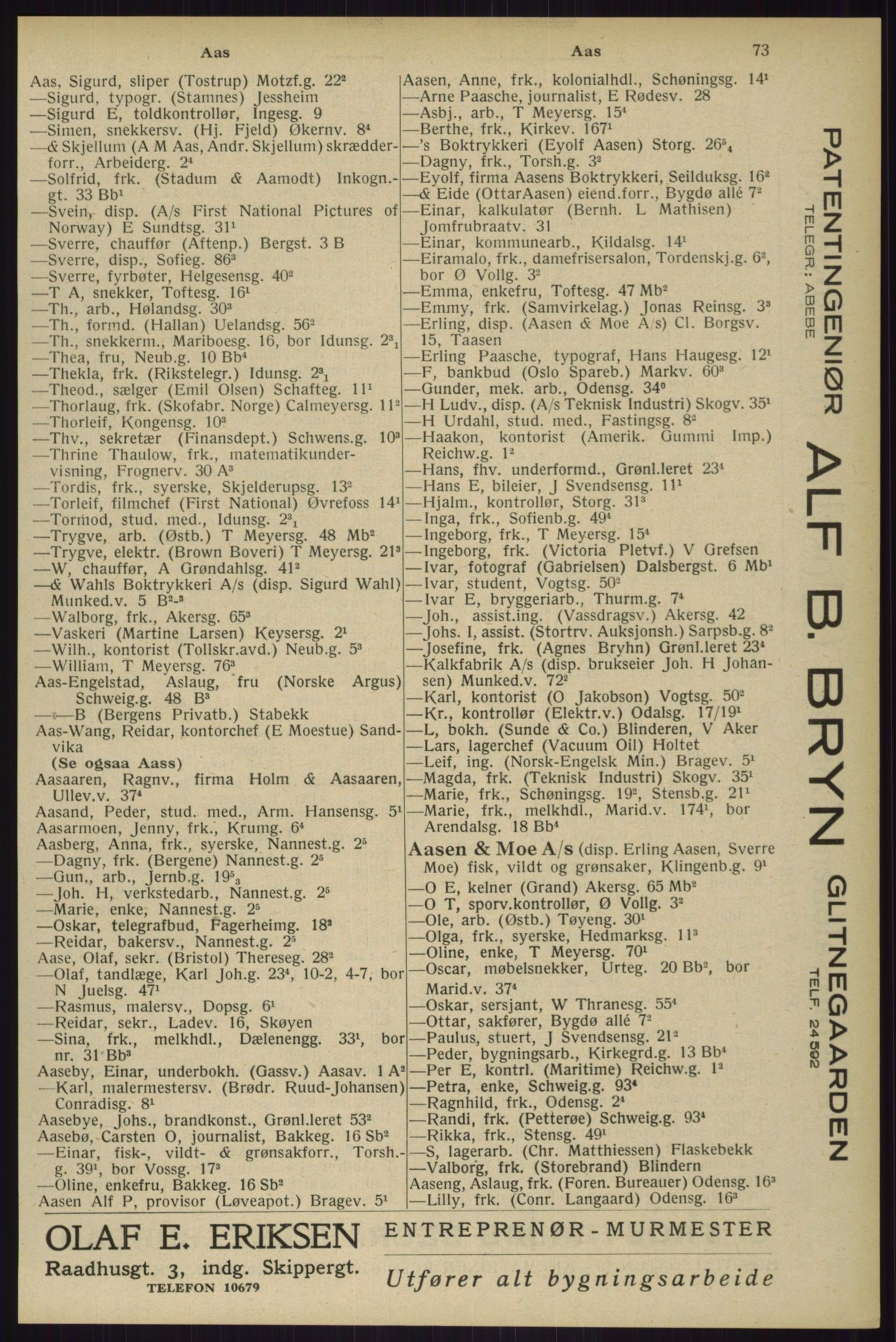 Kristiania/Oslo adressebok, PUBL/-, 1929, s. 73
