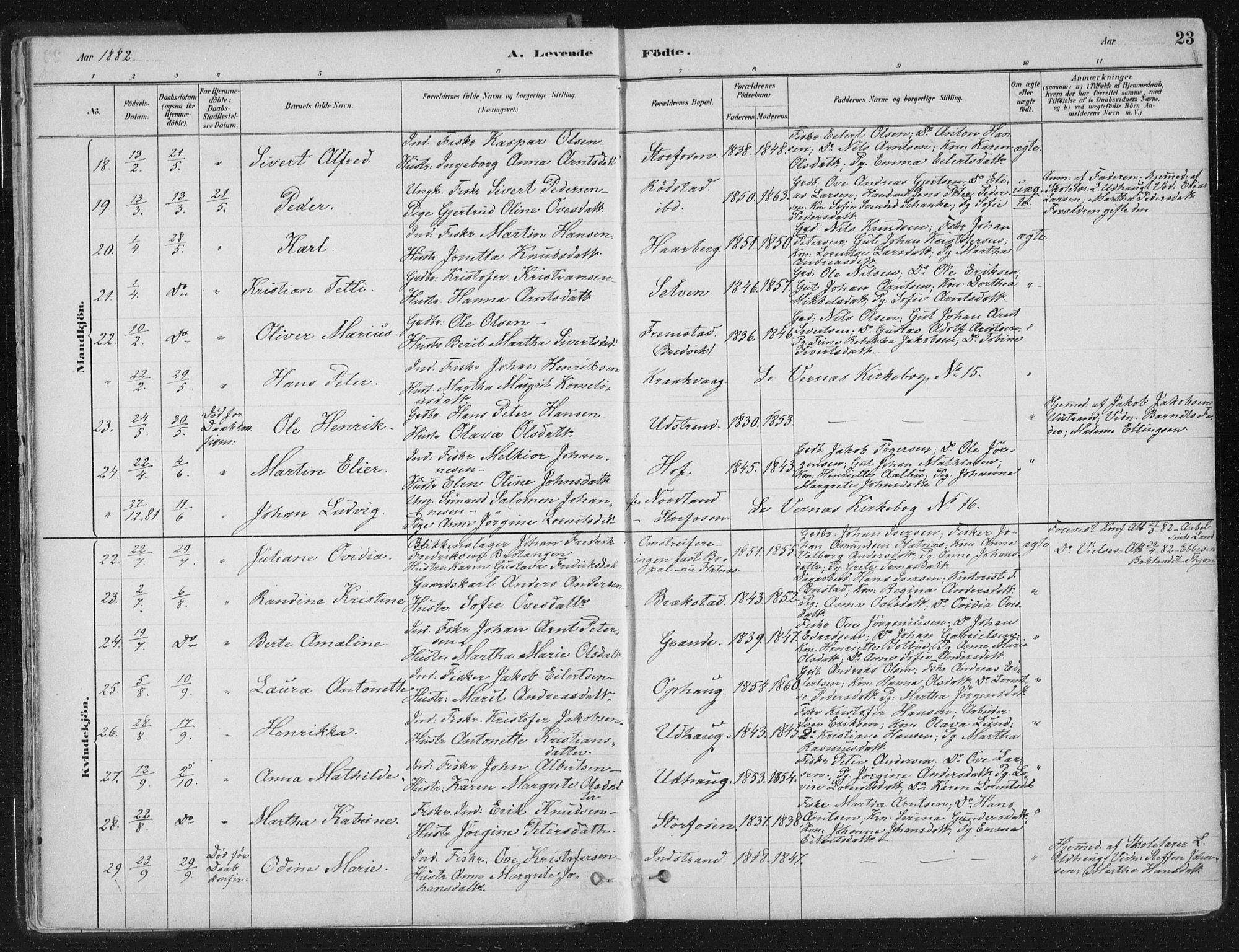 Ministerialprotokoller, klokkerbøker og fødselsregistre - Sør-Trøndelag, AV/SAT-A-1456/659/L0739: Ministerialbok nr. 659A09, 1879-1893, s. 23