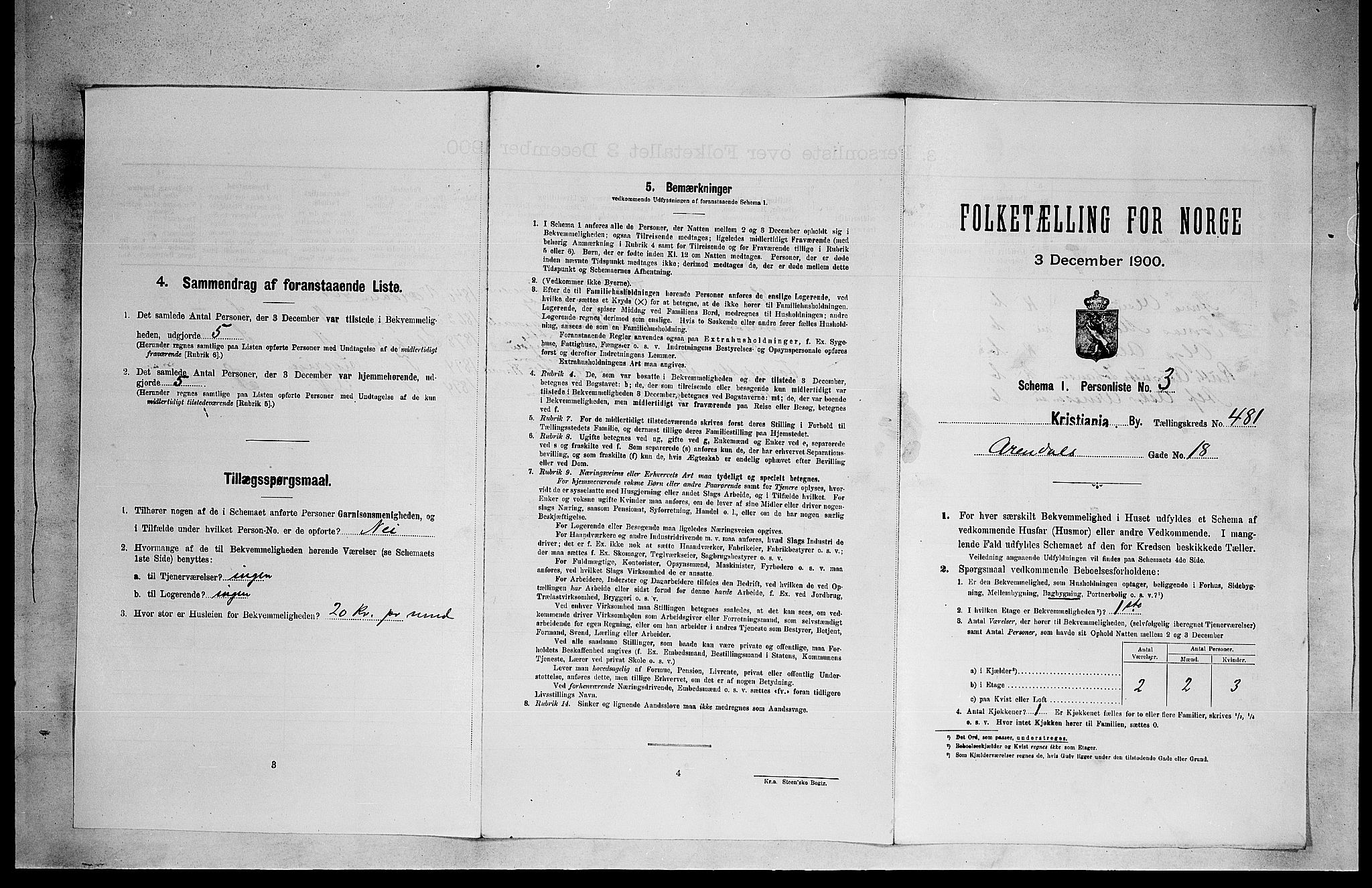 SAO, Folketelling 1900 for 0301 Kristiania kjøpstad, 1900, s. 2524