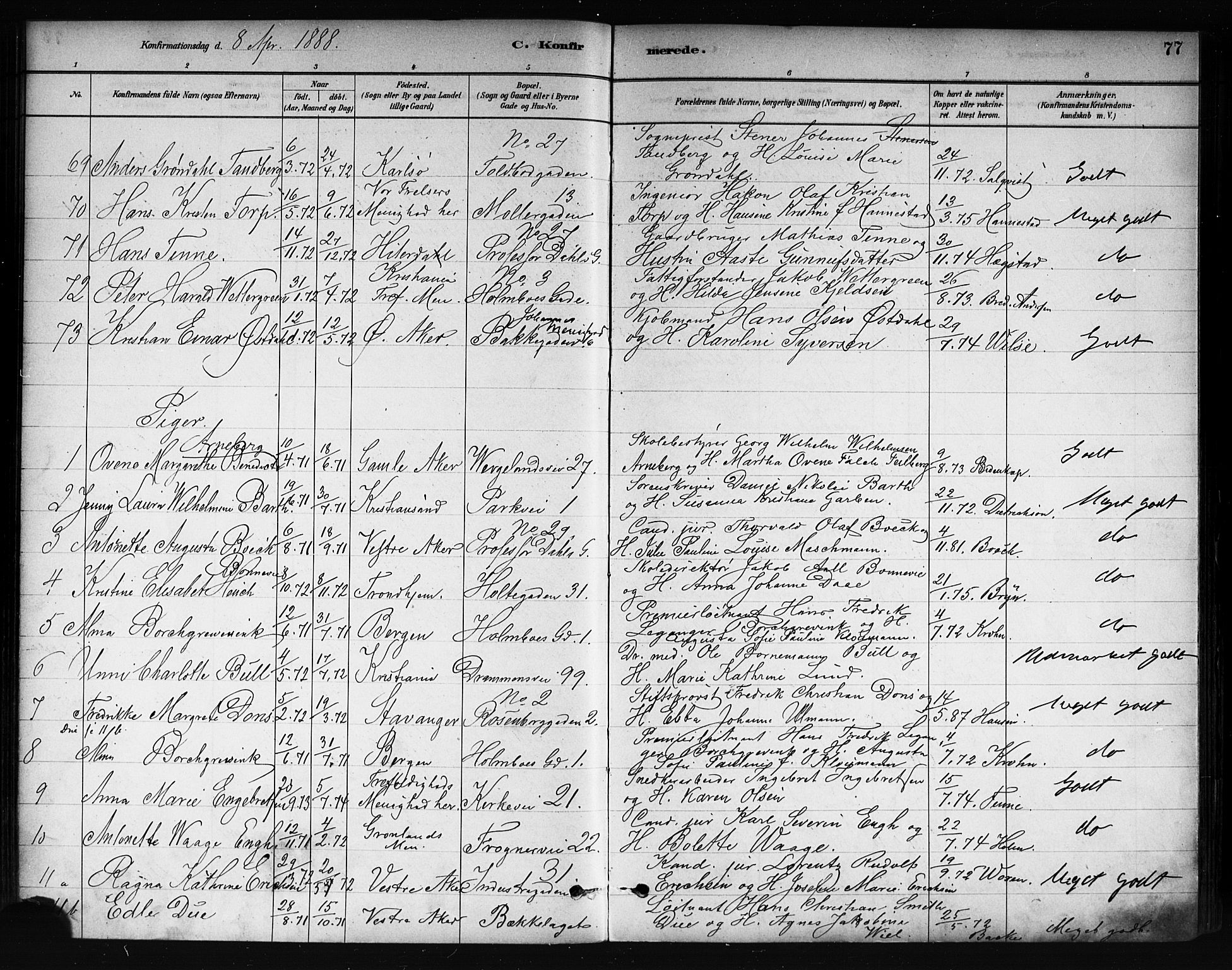Uranienborg prestekontor Kirkebøker, AV/SAO-A-10877/F/Fa/L0002: Ministerialbok nr. 2, 1880-1896, s. 77