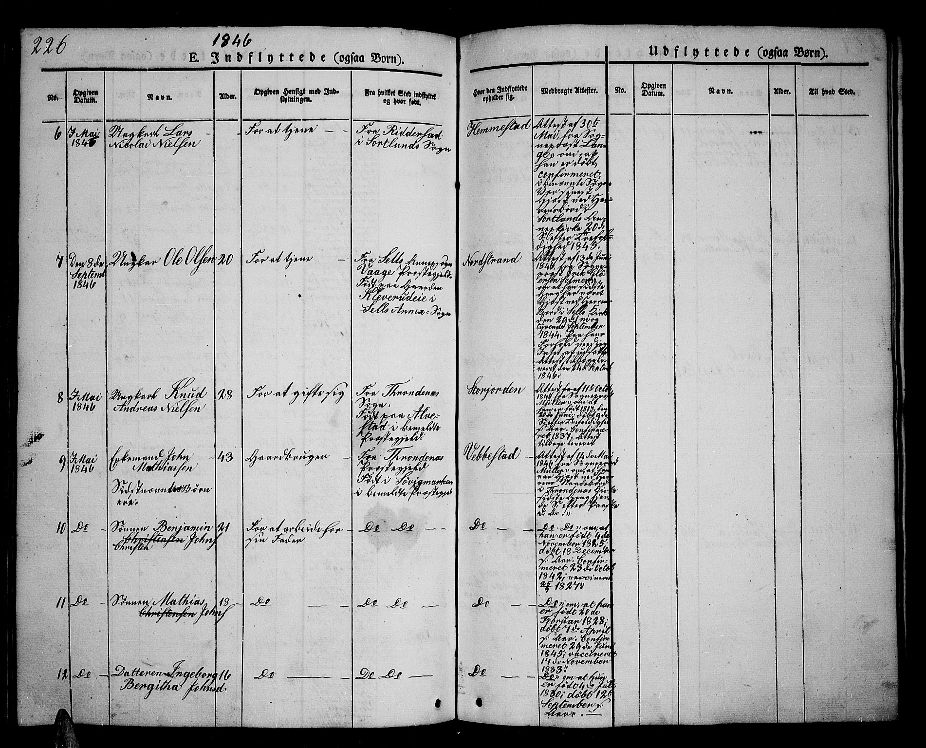 Kvæfjord sokneprestkontor, AV/SATØ-S-1323/G/Ga/Gab/L0002klokker: Klokkerbok nr. 2, 1841-1855, s. 226