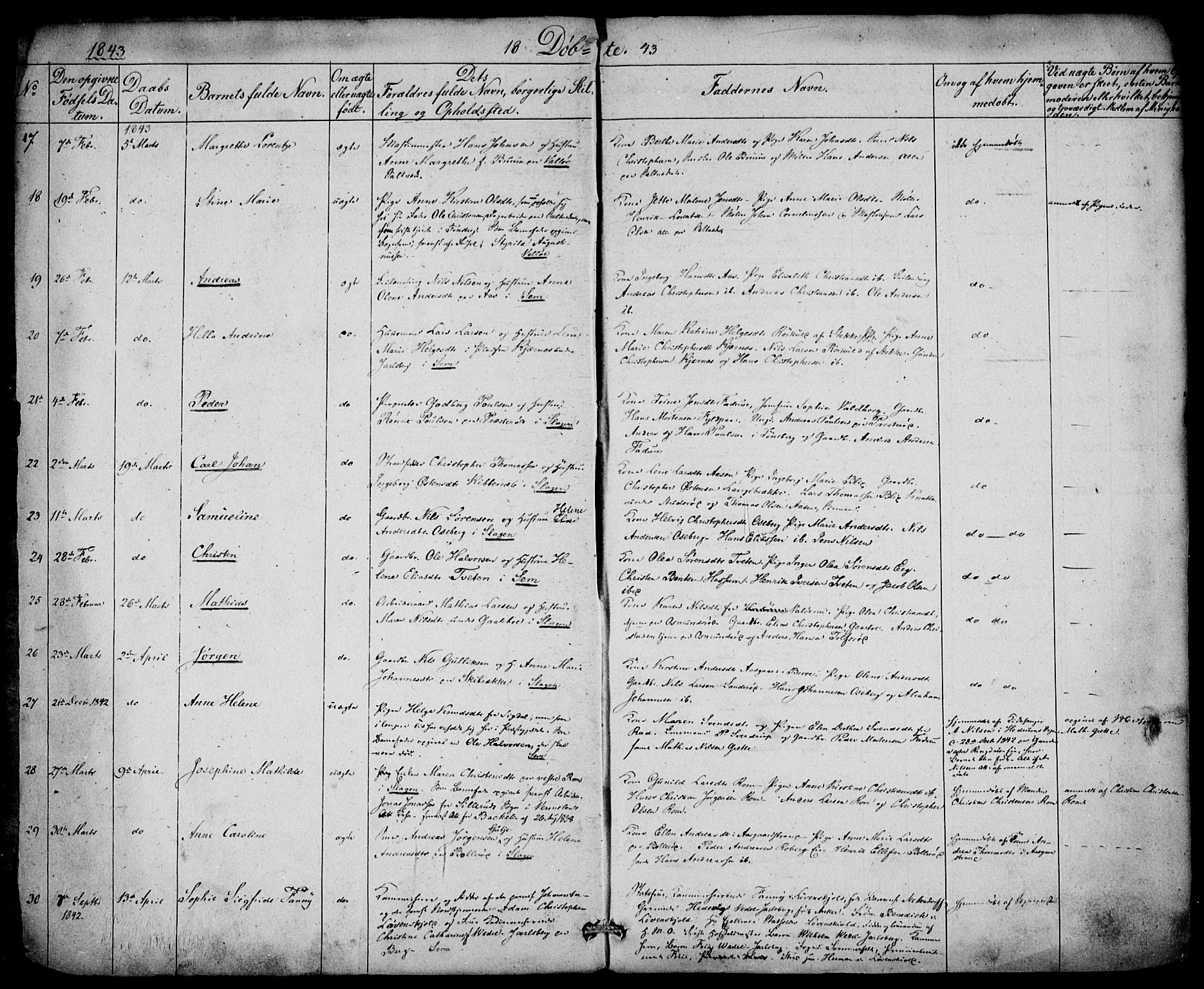Sem kirkebøker, AV/SAKO-A-5/F/Fa/L0006: Ministerialbok nr. I 6, 1843-1855, s. 3-4