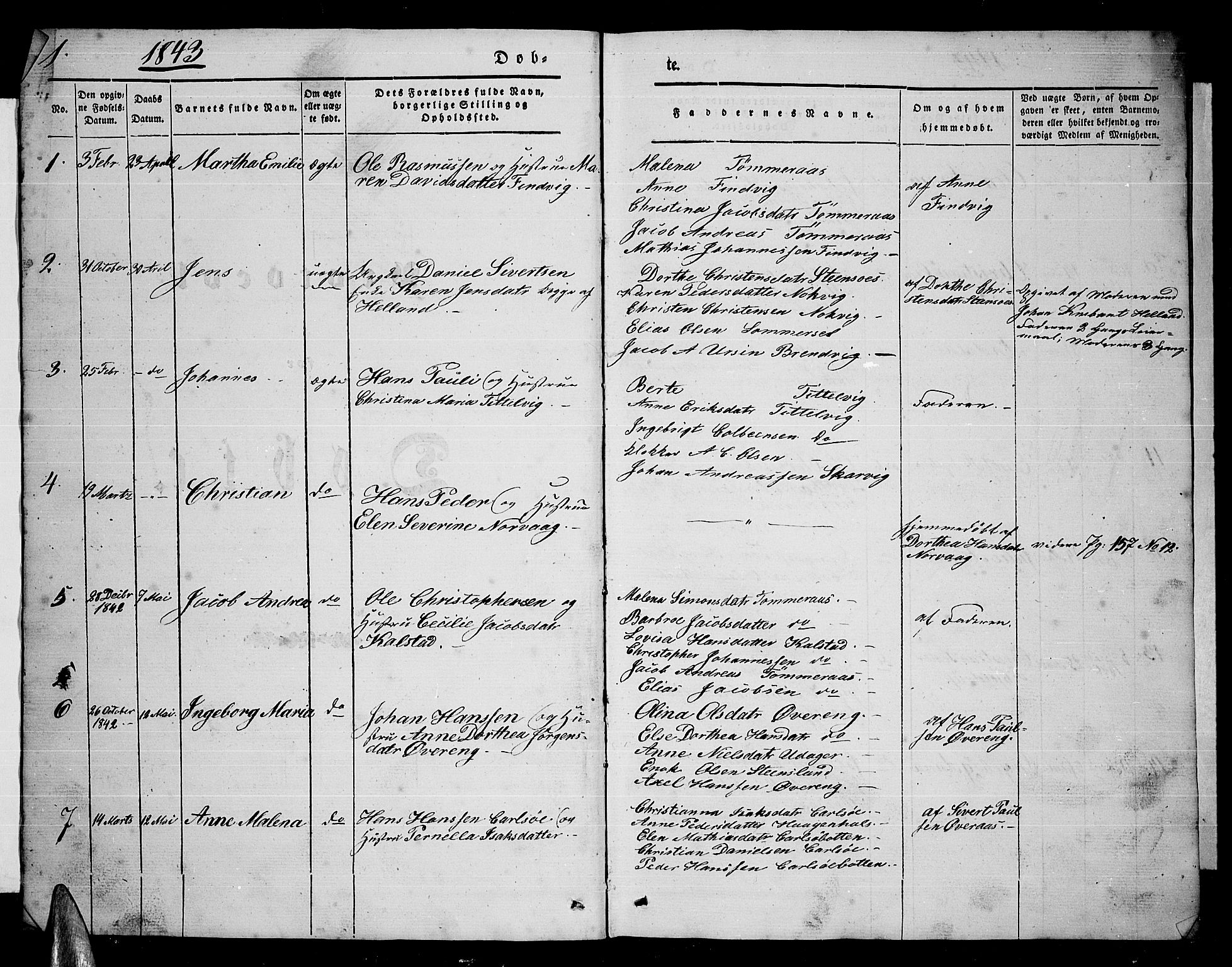 Ministerialprotokoller, klokkerbøker og fødselsregistre - Nordland, SAT/A-1459/859/L0856: Klokkerbok nr. 859C02, 1843-1854, s. 1