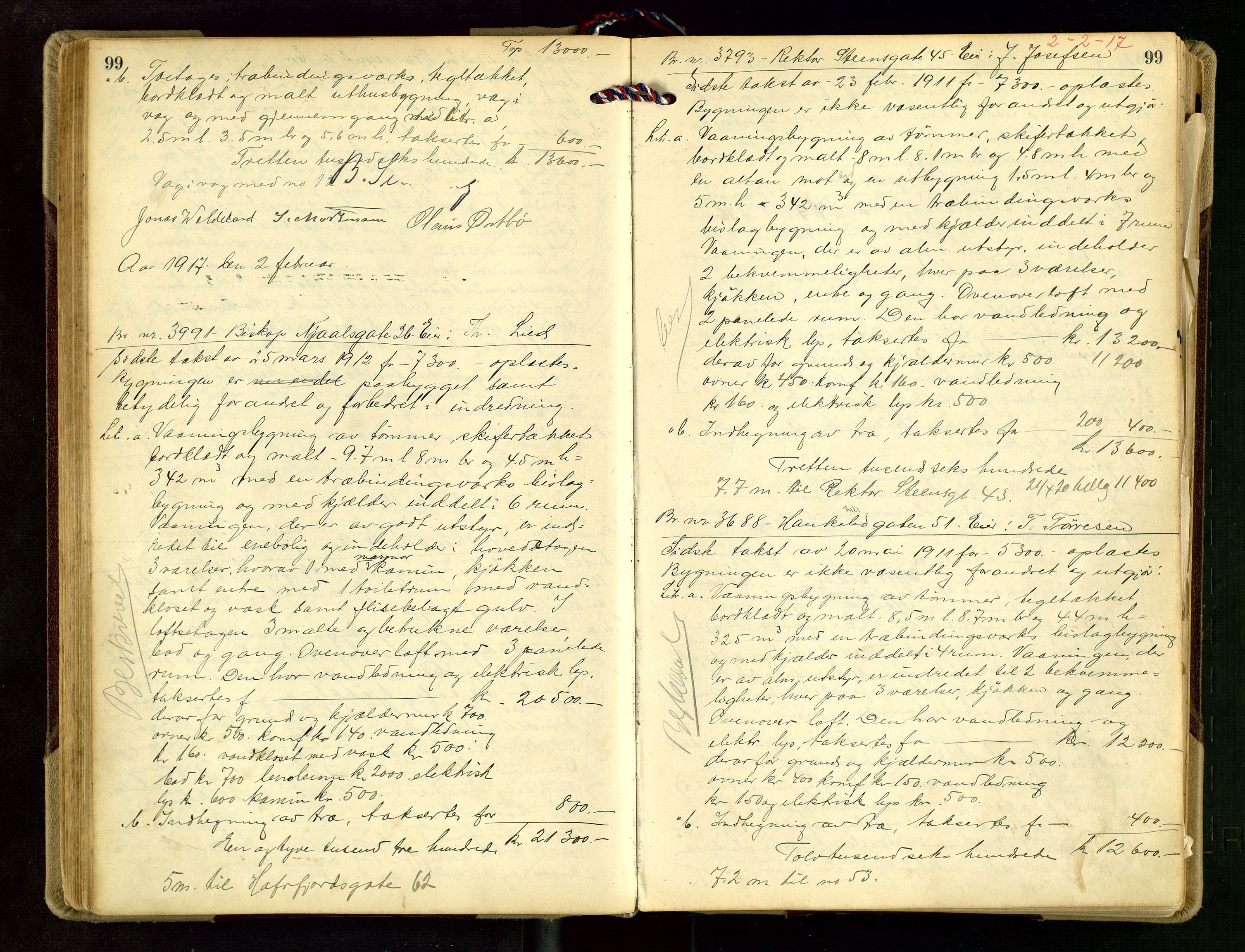 Norges Brannkasse Stavanger, AV/SAST-A-102143/F/Fd/L0015: Branntaksprotokoll nr. 26, 1916-1918, s. 99