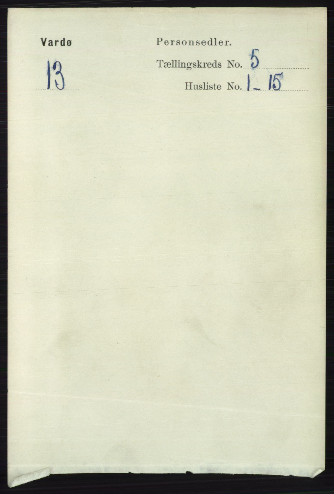 RA, Folketelling 1891 for 2002 Vardø kjøpstad, 1891, s. 2326