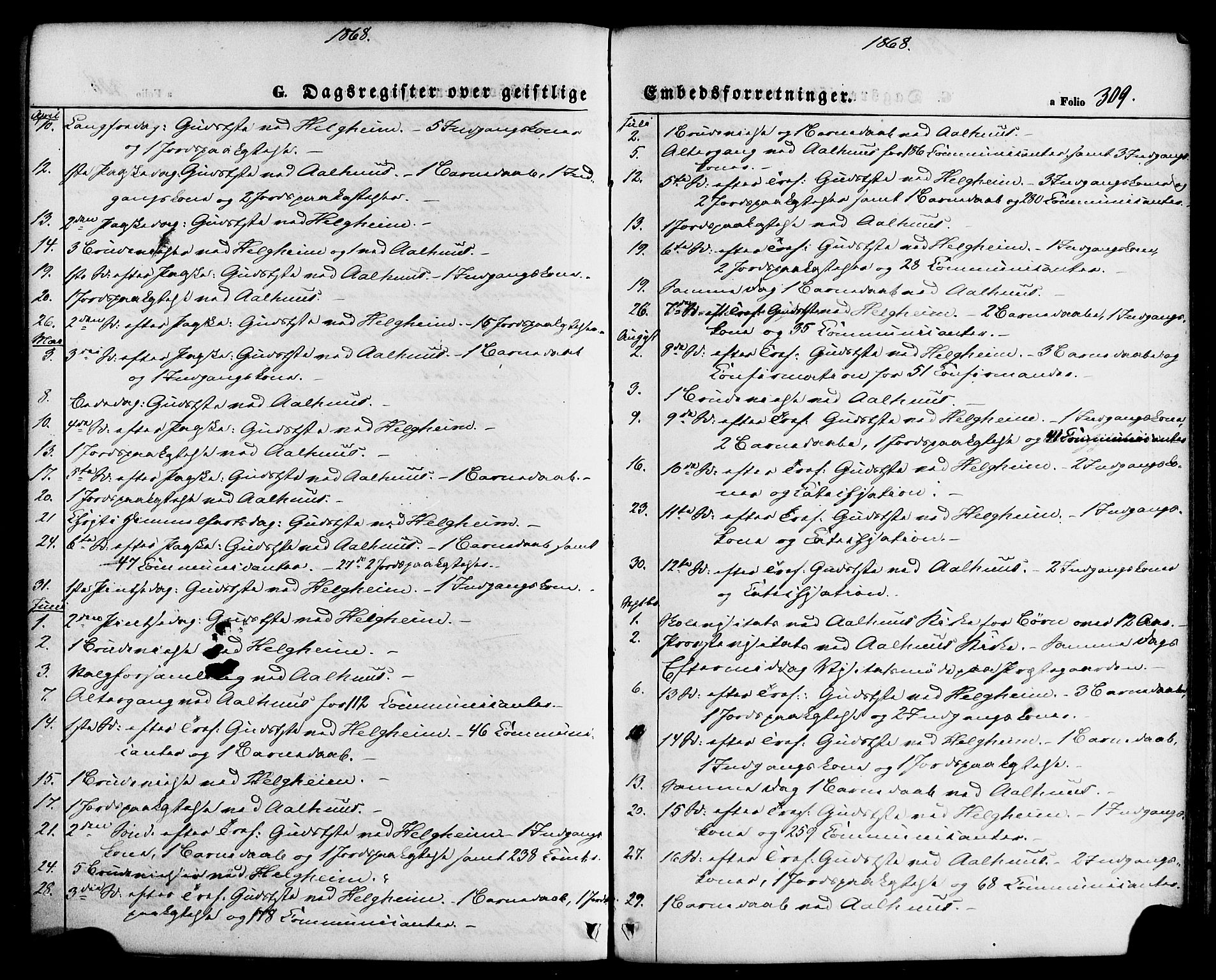 Jølster sokneprestembete, AV/SAB-A-80701/H/Haa/Haaa/L0011: Ministerialbok nr. A 11, 1866-1881, s. 309