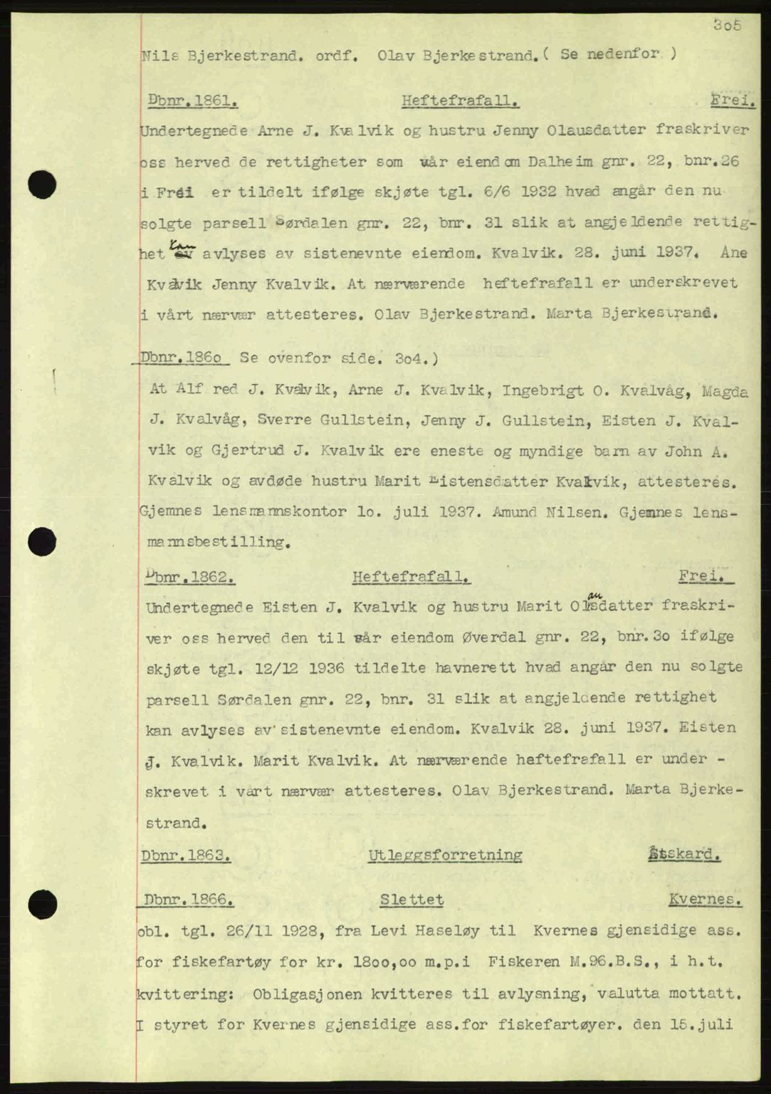 Nordmøre sorenskriveri, SAT/A-4132/1/2/2Ca: Pantebok nr. C80, 1936-1939, Dagboknr: 1861/1937