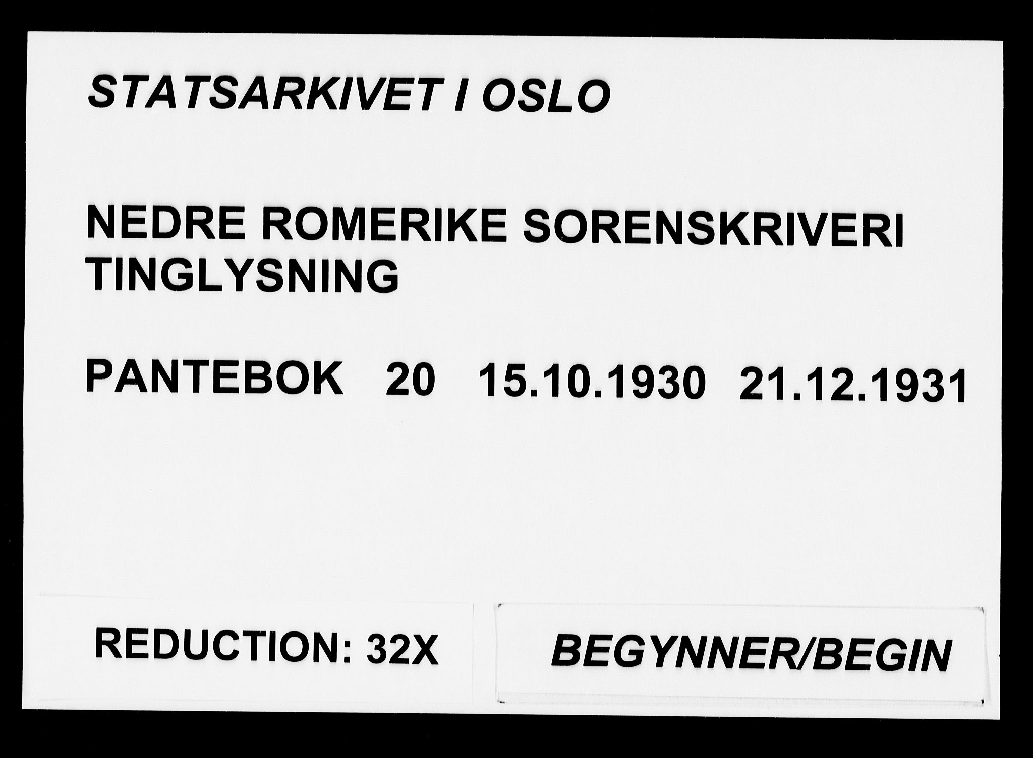 Nedre Romerike sorenskriveri, AV/SAO-A-10469/G/Gb/Gba/L0070: Pantebok nr. 20, 1930-1931
