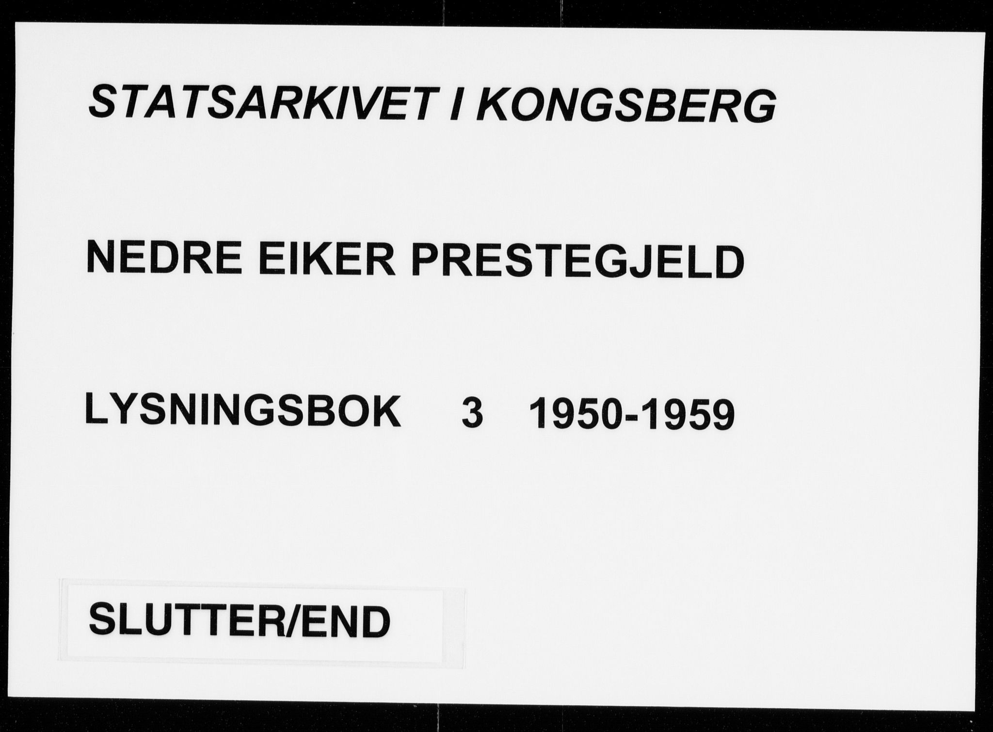 Nedre Eiker kirkebøker, AV/SAKO-A-612/H/Ha/L0003: Lysningsprotokoll nr. 3, 1950-1959