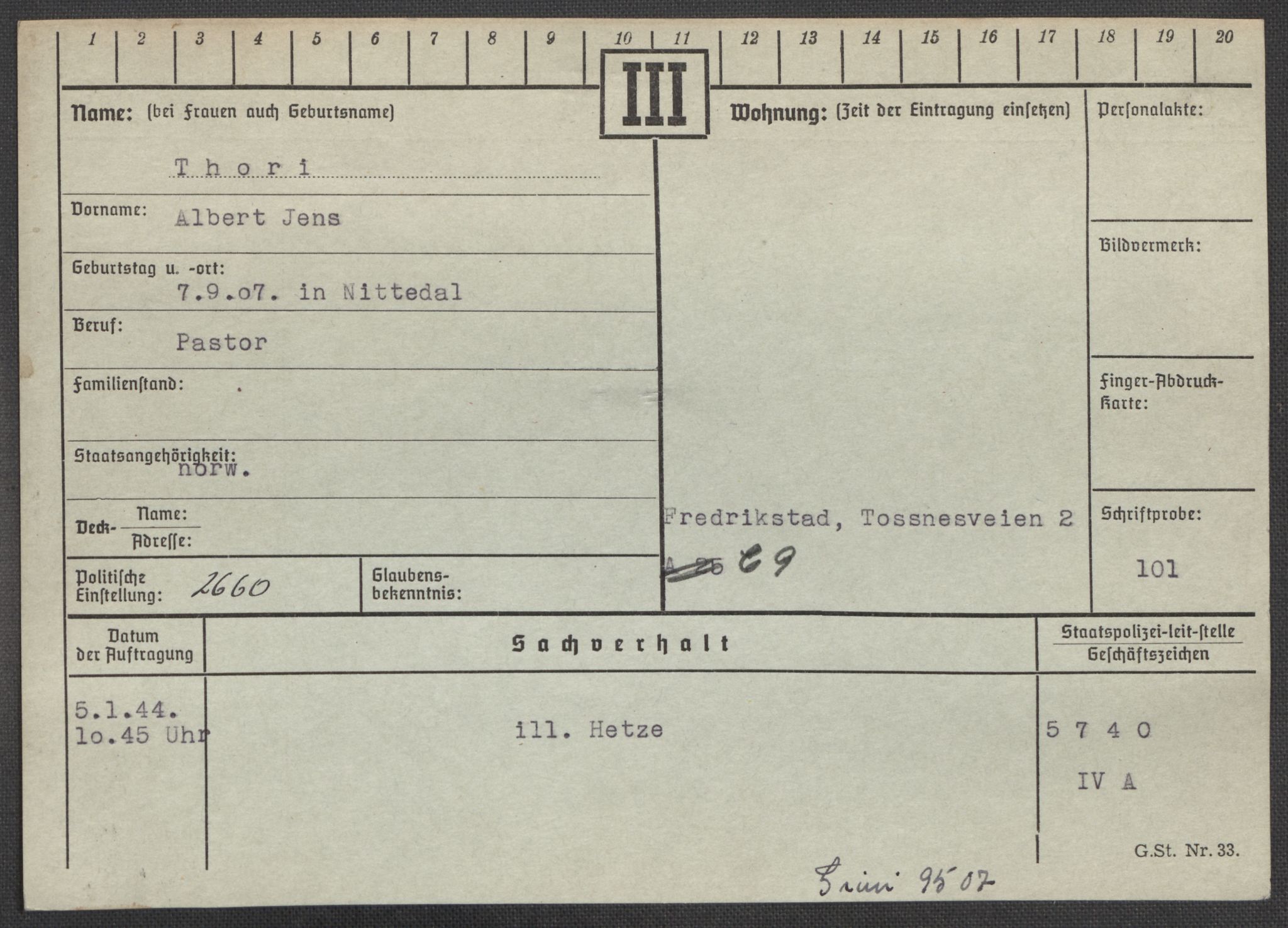 Befehlshaber der Sicherheitspolizei und des SD, AV/RA-RAFA-5969/E/Ea/Eaa/L0010: Register over norske fanger i Møllergata 19: Sø-Å, 1940-1945, s. 370