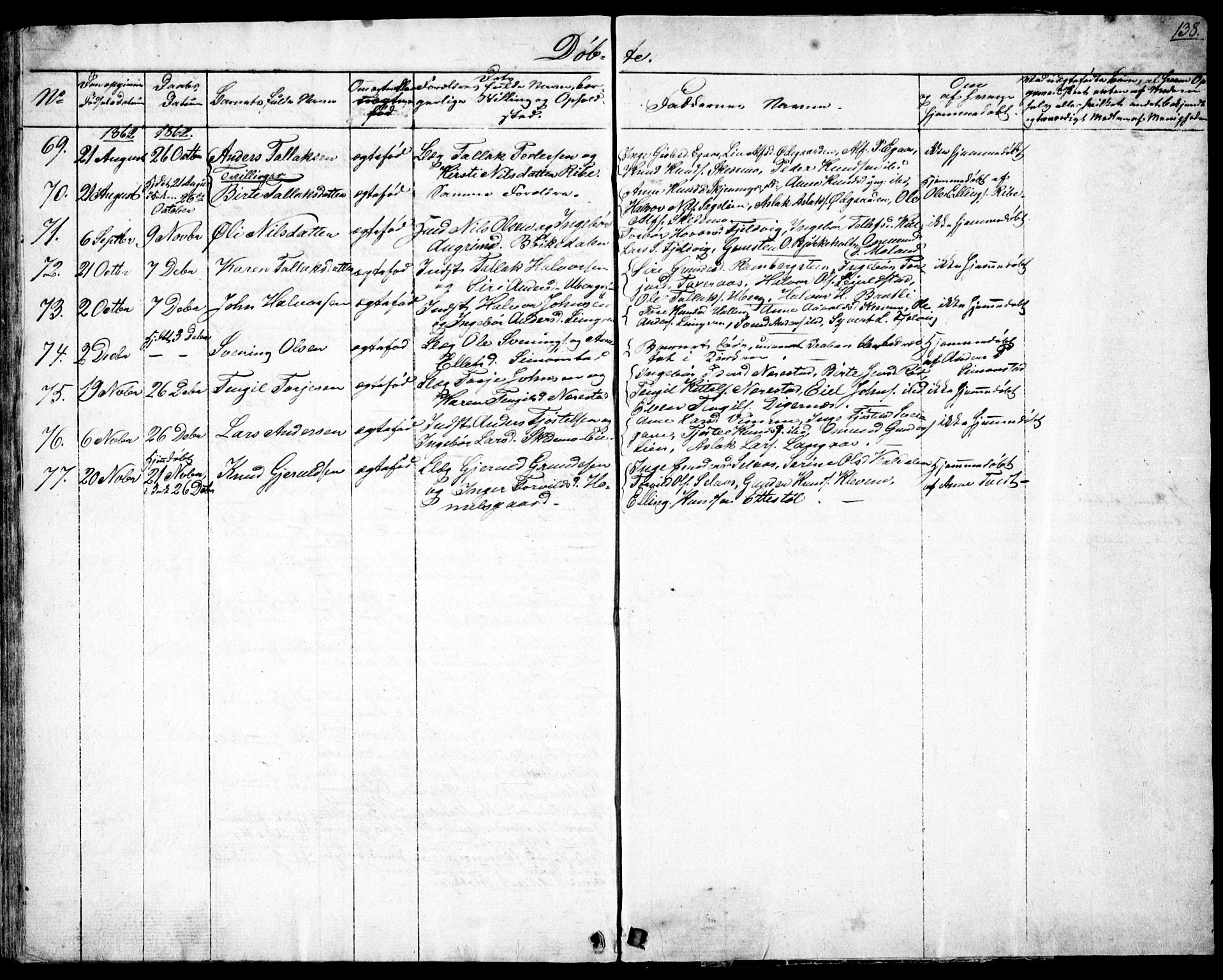 Gjerstad sokneprestkontor, SAK/1111-0014/F/Fb/Fbb/L0002: Klokkerbok nr. B 2, 1831-1862, s. 138