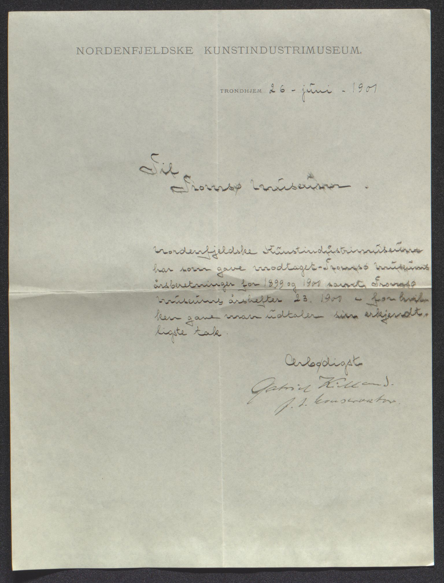 Tromsø Museum, AV/SATØ-S-0162/D/Dc/L0038: (Konservator Sparre Schneider), 1901-1902