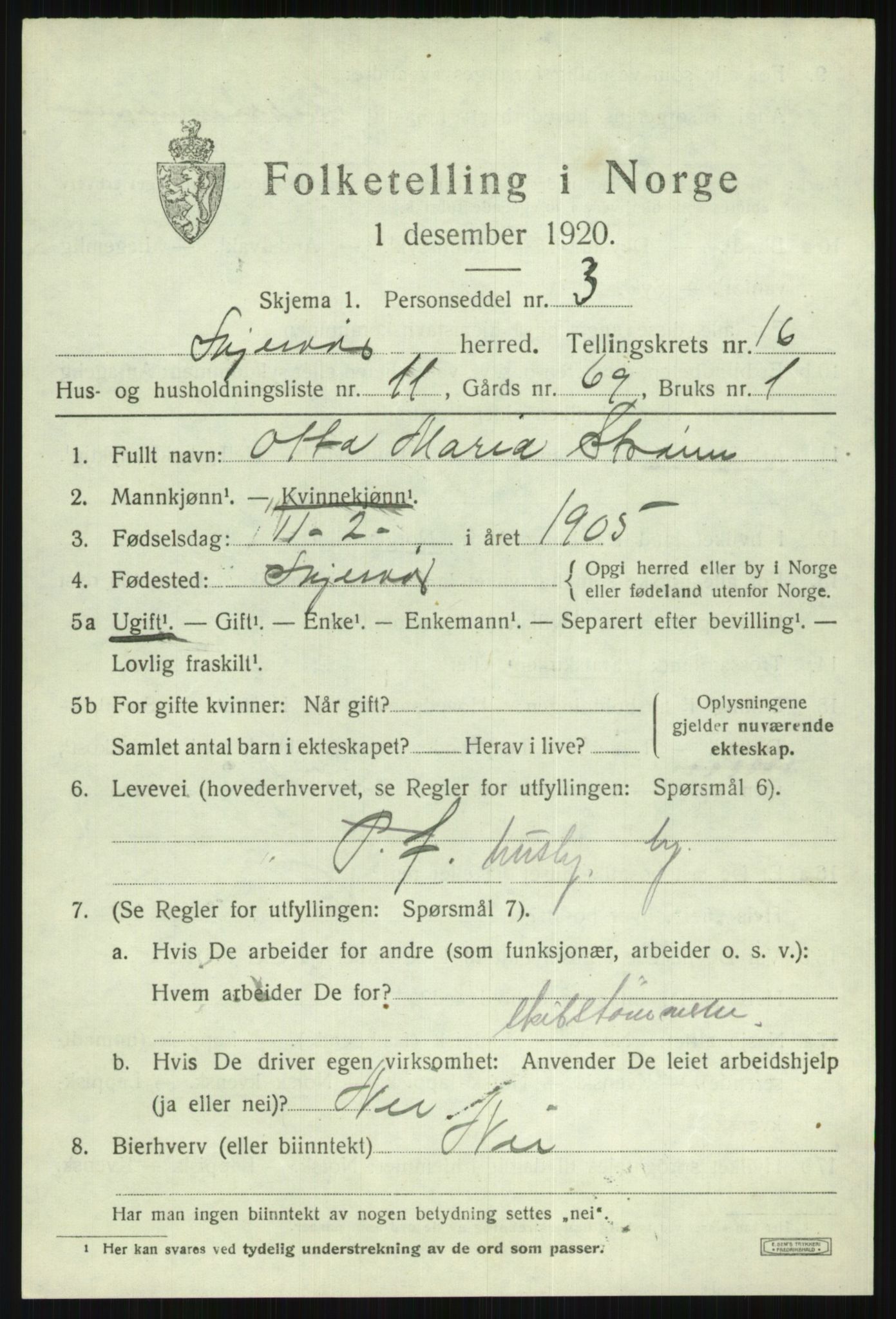 SATØ, Folketelling 1920 for 1941 Skjervøy herred, 1920, s. 7687