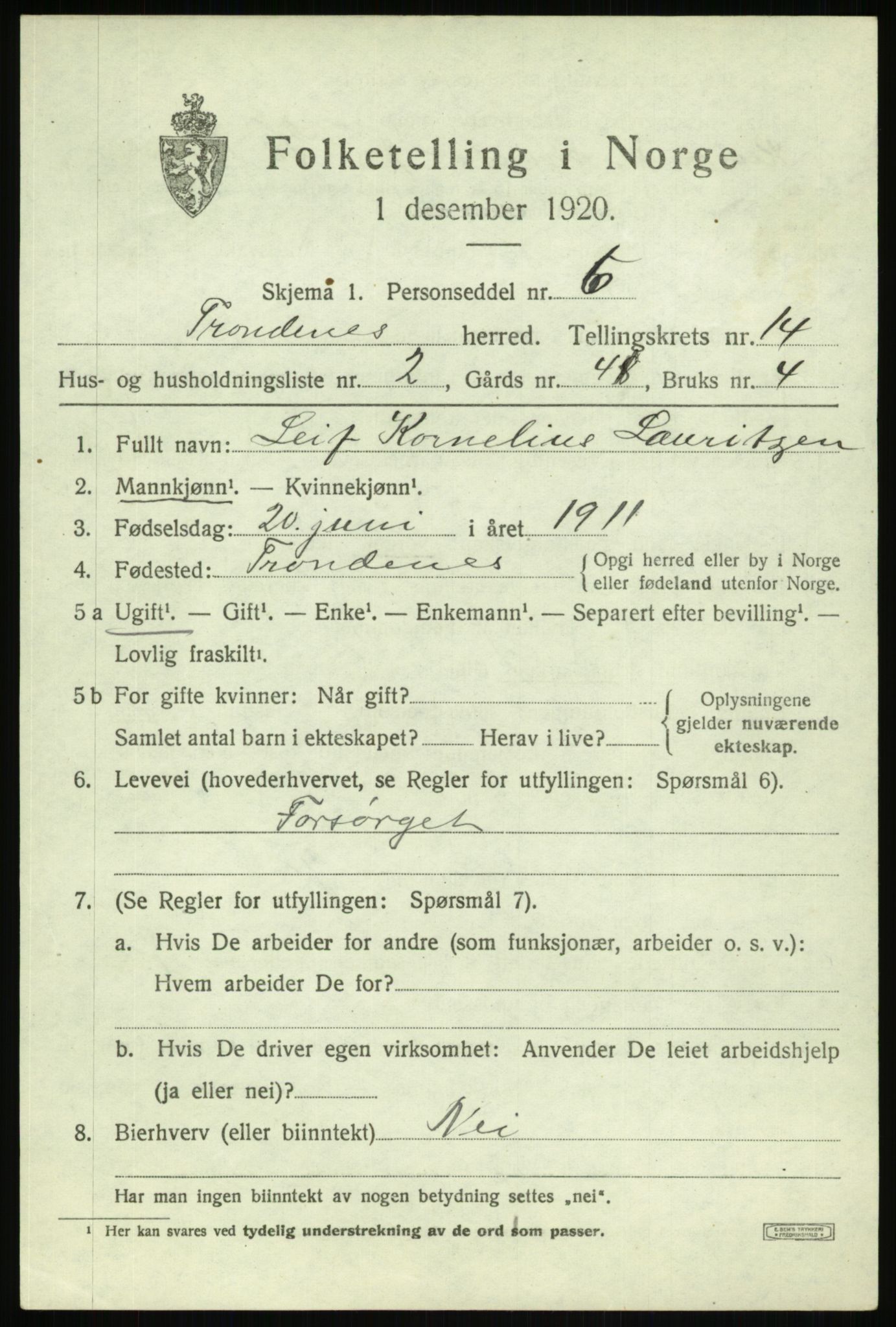 SATØ, Folketelling 1920 for 1914 Trondenes herred, 1920, s. 9979