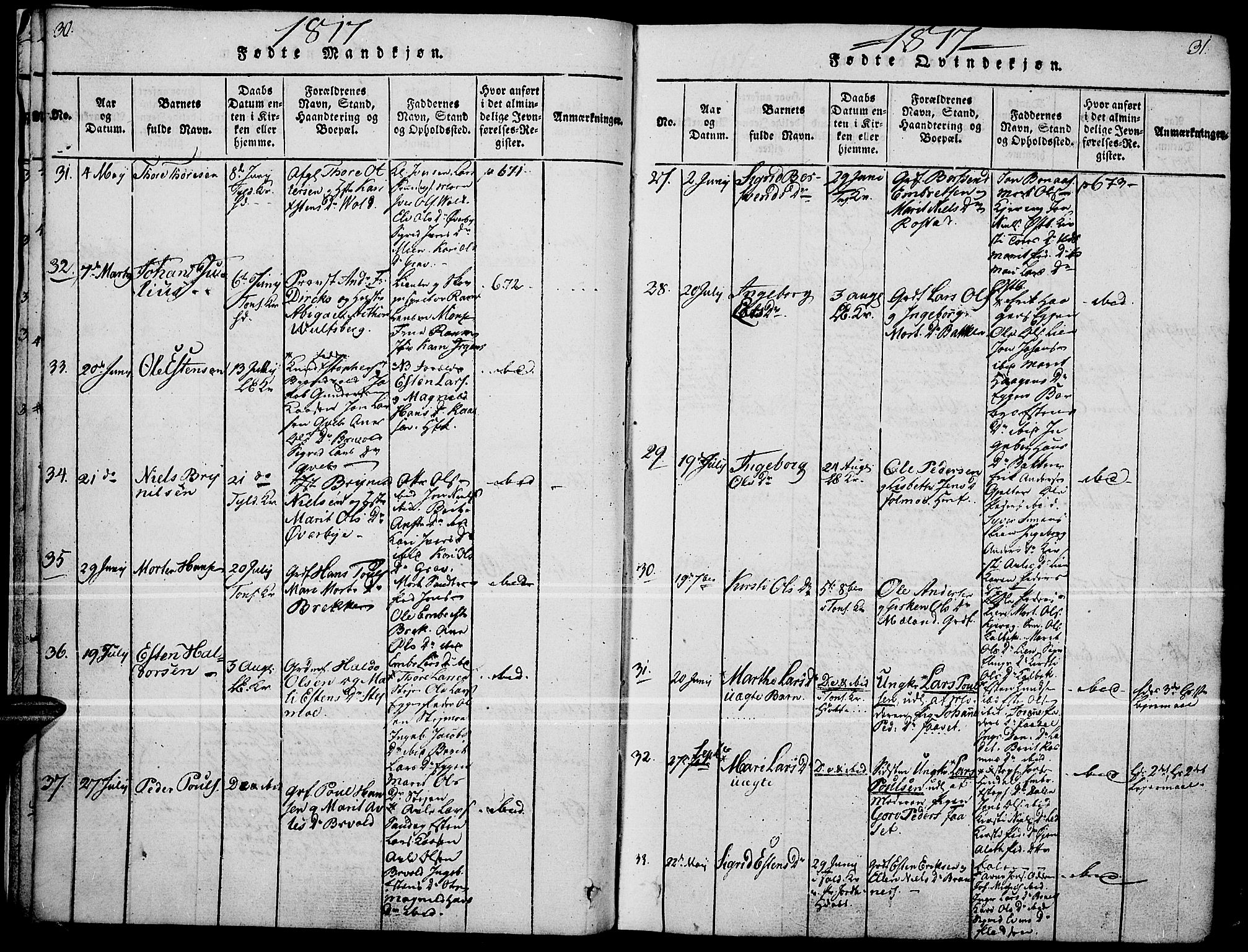 Tynset prestekontor, AV/SAH-PREST-058/H/Ha/Haa/L0018: Ministerialbok nr. 18, 1815-1829, s. 30-31