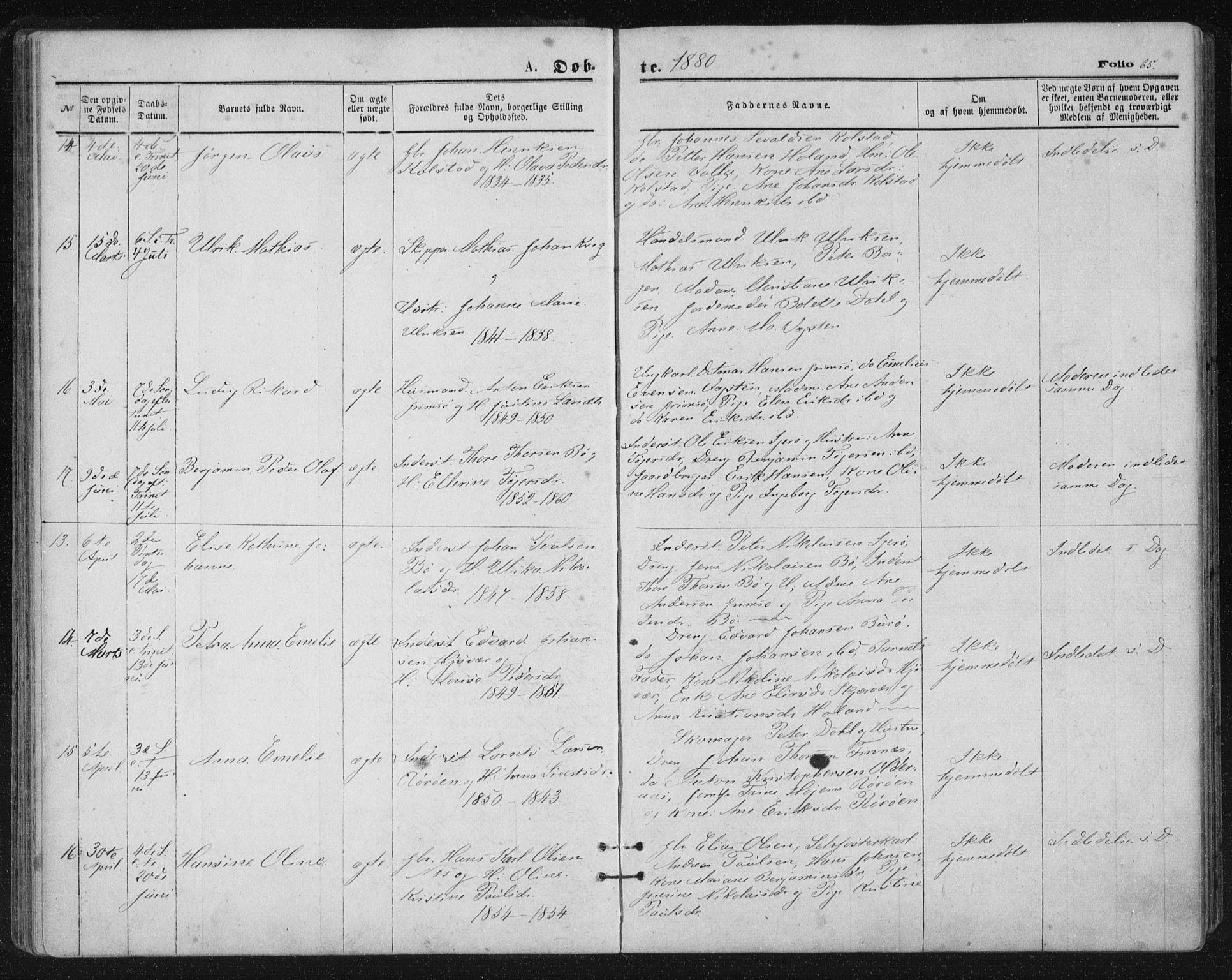 Ministerialprotokoller, klokkerbøker og fødselsregistre - Nordland, SAT/A-1459/816/L0241: Ministerialbok nr. 816A07, 1870-1885, s. 65