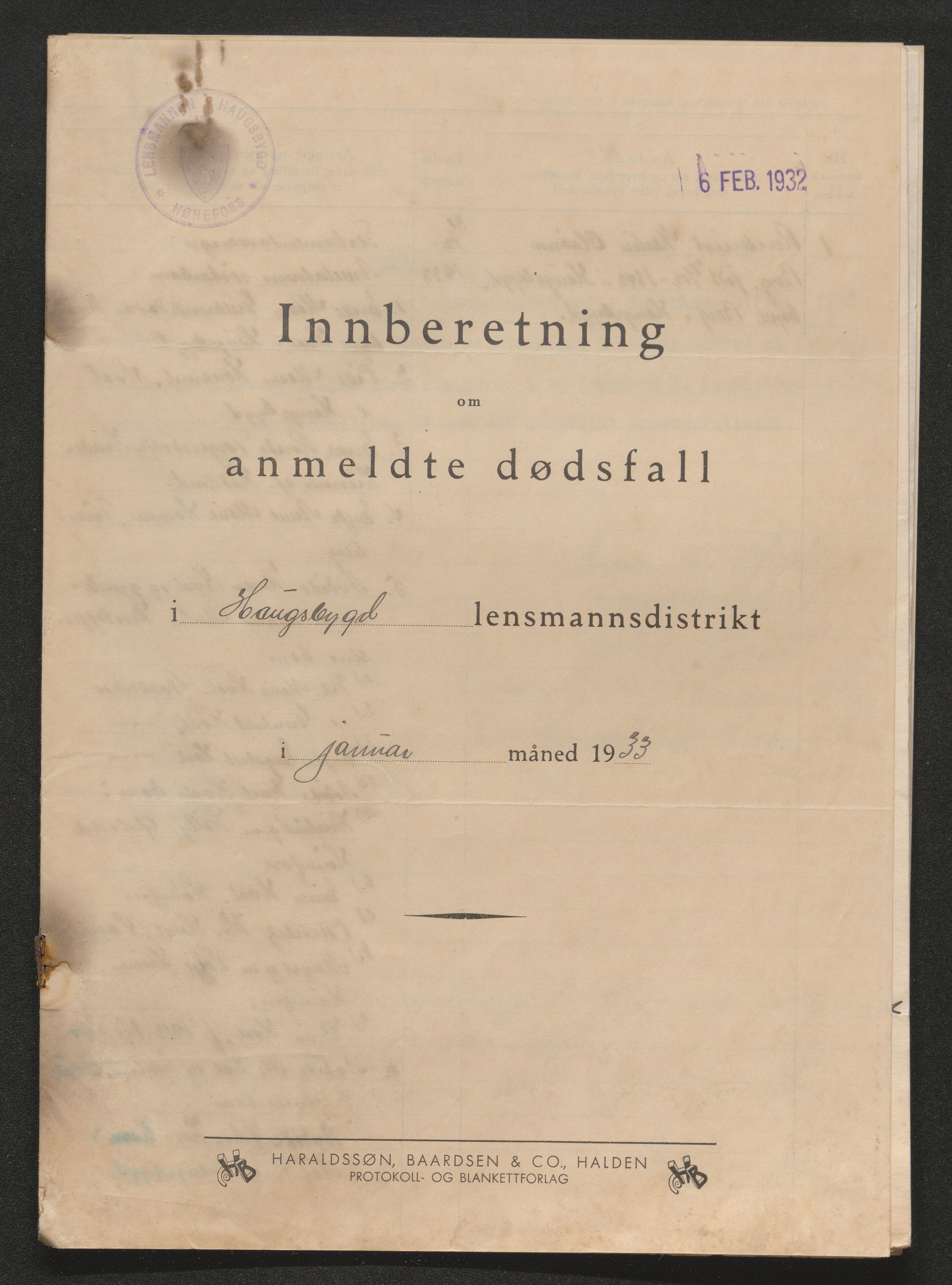 Ringerike sorenskriveri, AV/SAKO-A-105/H/Ha/Hab/L0017: Dødsfallslister Haugsbygd, 1931-1940