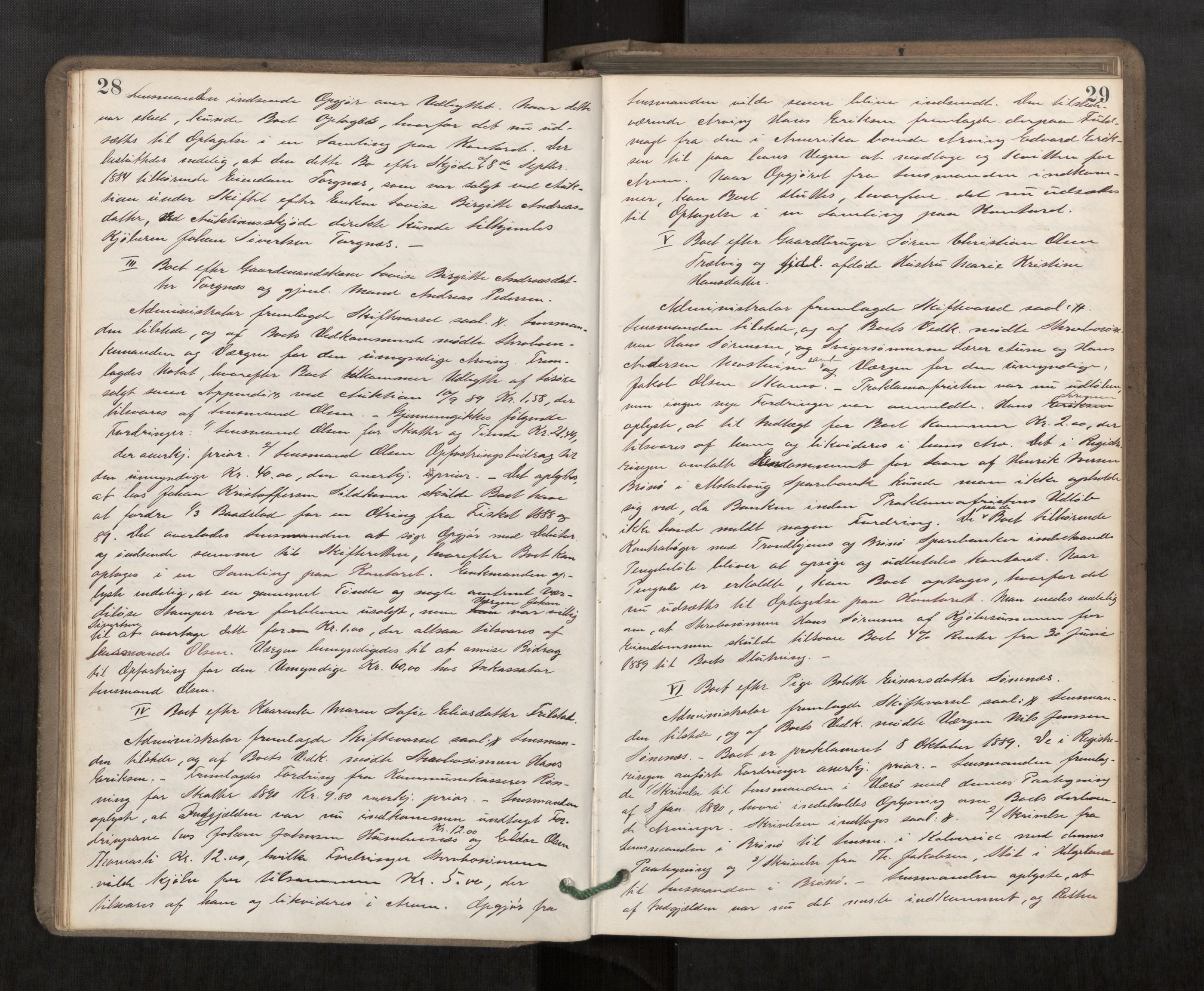 Søndre Helgeland sorenskriveri, AV/SAT-A-4575/1/3/3B/L0004: Skiftebehandlingsprotokoll, 1890-1894, s. 28-29