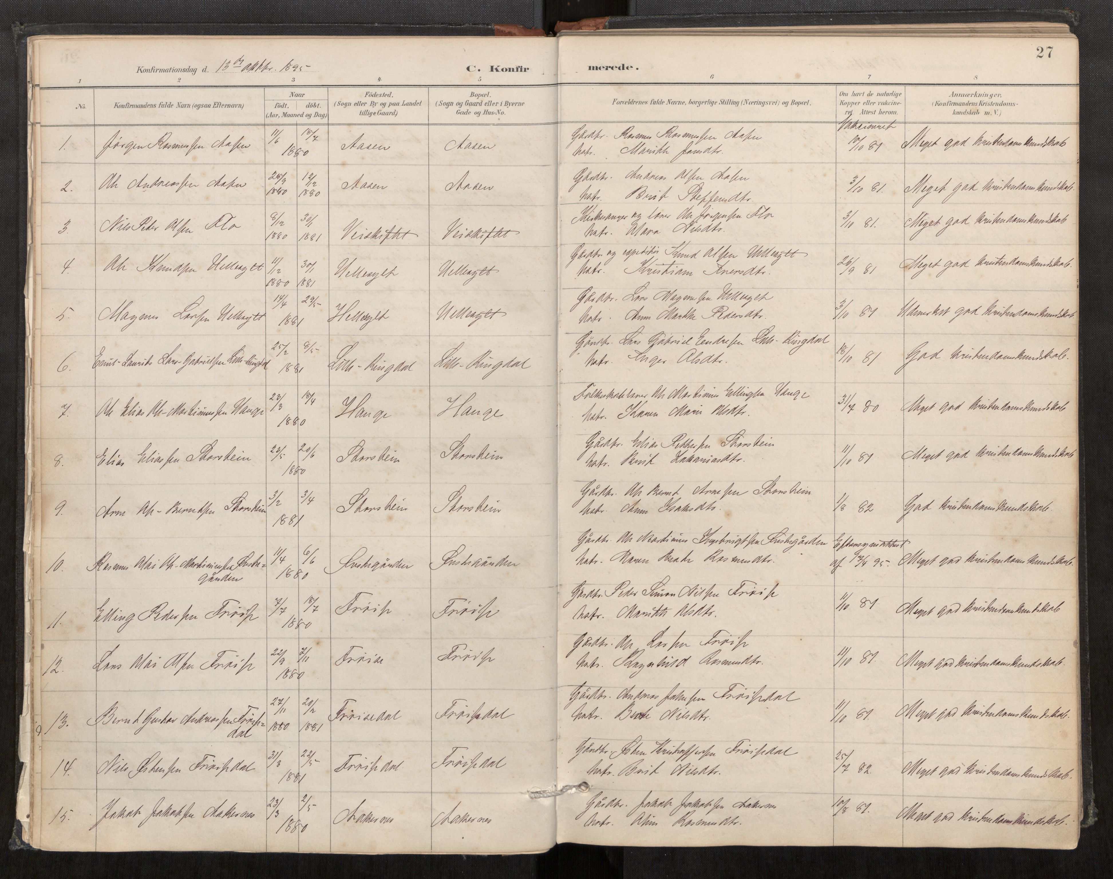 Sunnylven sokneprestkontor, AV/SAT-A-1007/H/Ha/Haa/L0003: Ministerialbok nr. 517A10, 1887-1915, s. 27
