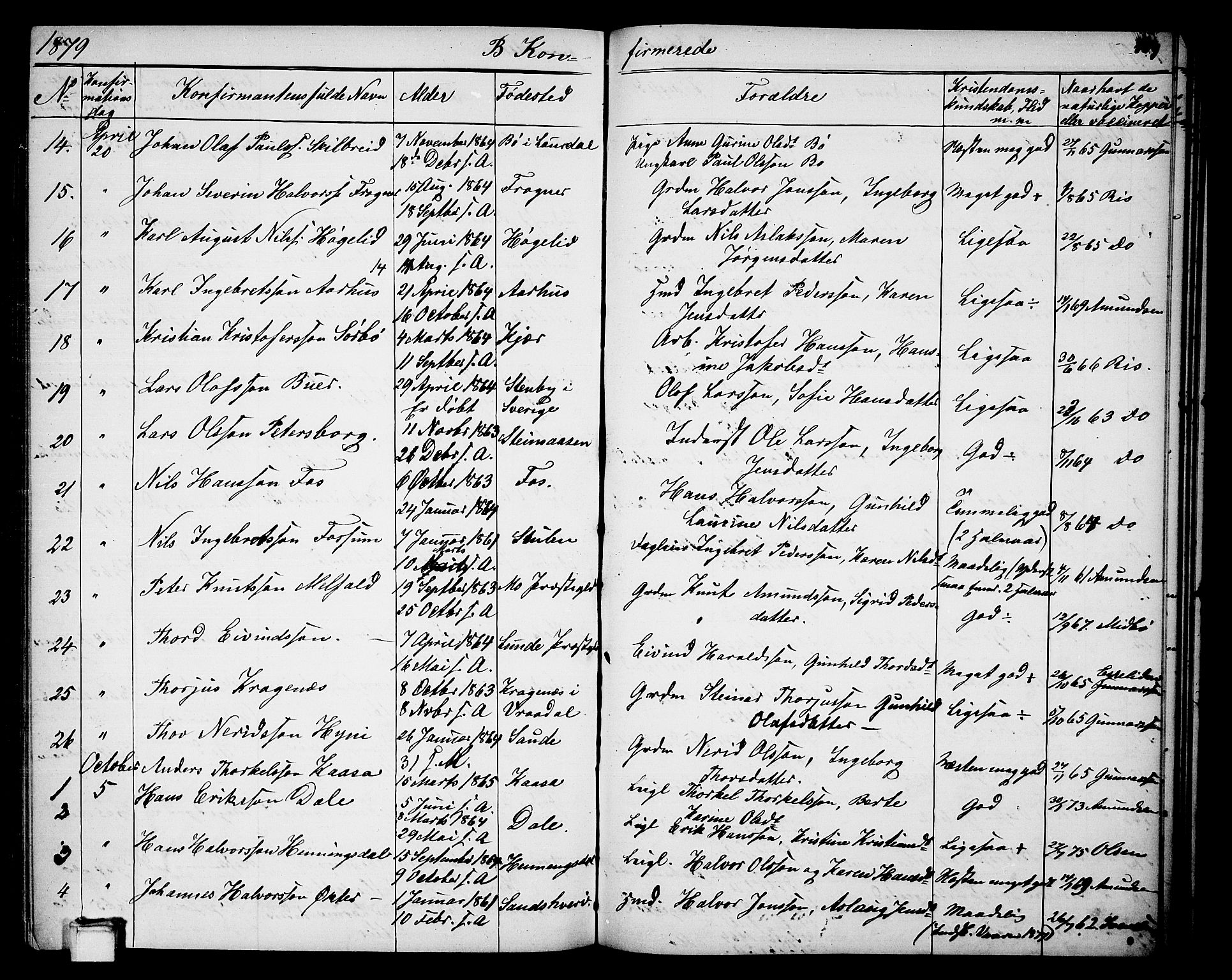 Gjerpen kirkebøker, AV/SAKO-A-265/G/Ga/L0001: Klokkerbok nr. I 1, 1864-1882, s. 409