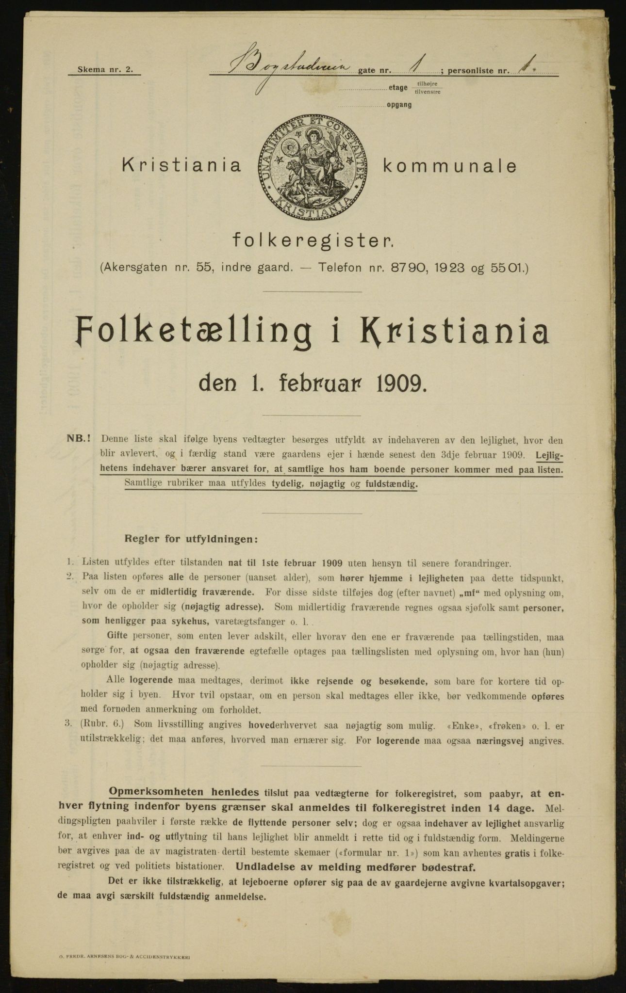 OBA, Kommunal folketelling 1.2.1909 for Kristiania kjøpstad, 1909, s. 6336