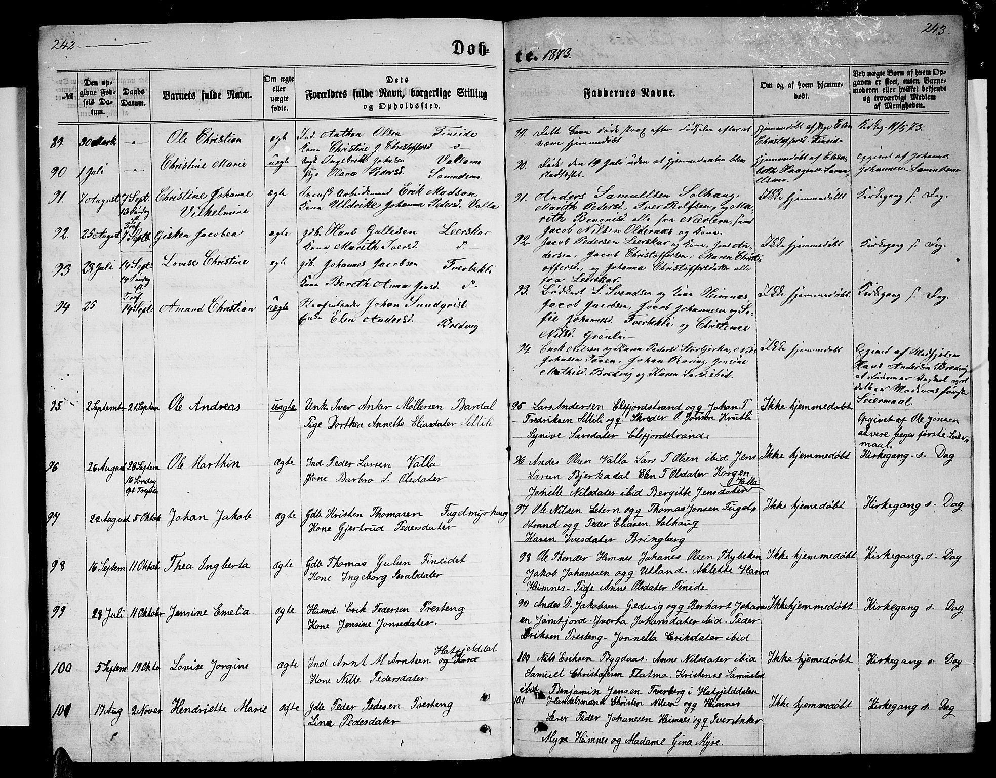 Ministerialprotokoller, klokkerbøker og fødselsregistre - Nordland, AV/SAT-A-1459/825/L0365: Klokkerbok nr. 825C02, 1858-1873, s. 242-243