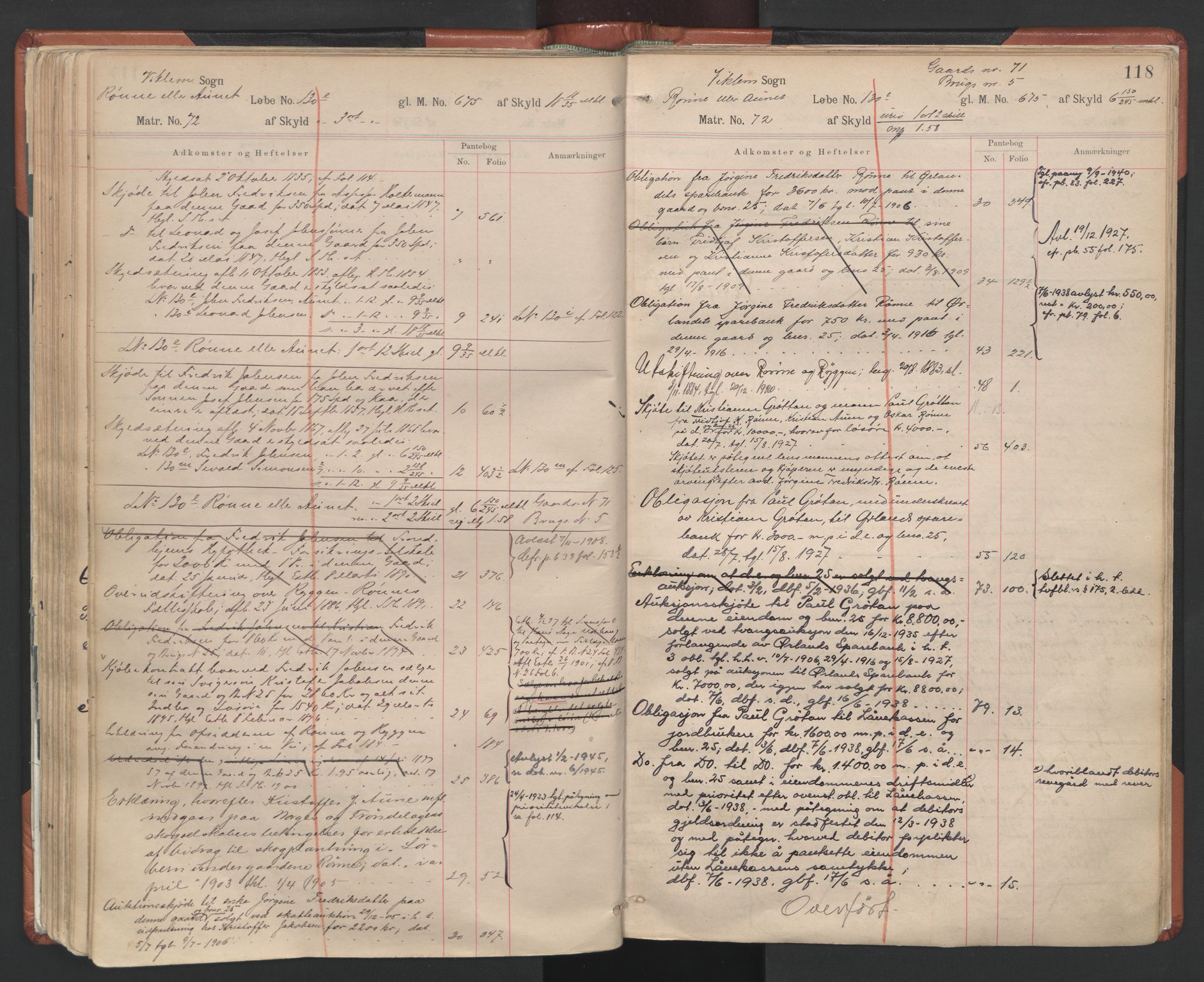 Fosen sorenskriveri, AV/SAT-A-1107/1/2/2A/L0017: Panteregister nr. 17, s. 118
