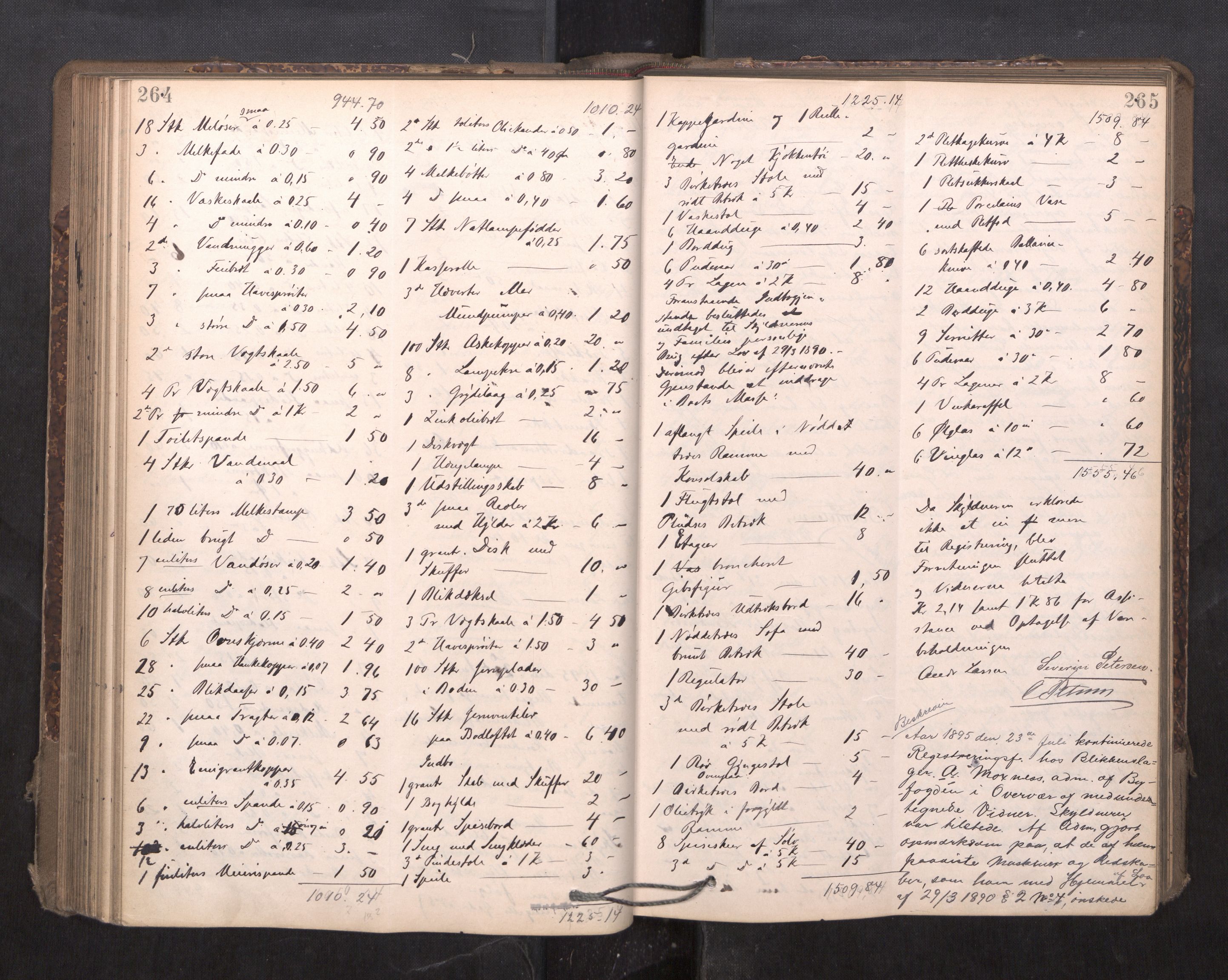 Trondheim byfogd, AV/SAT-A-0003/1/3/3C/L0015: Skifteregistreringsprotokoll - 24/2-21/3 (u/ register), 1893-1899, s. 264-265