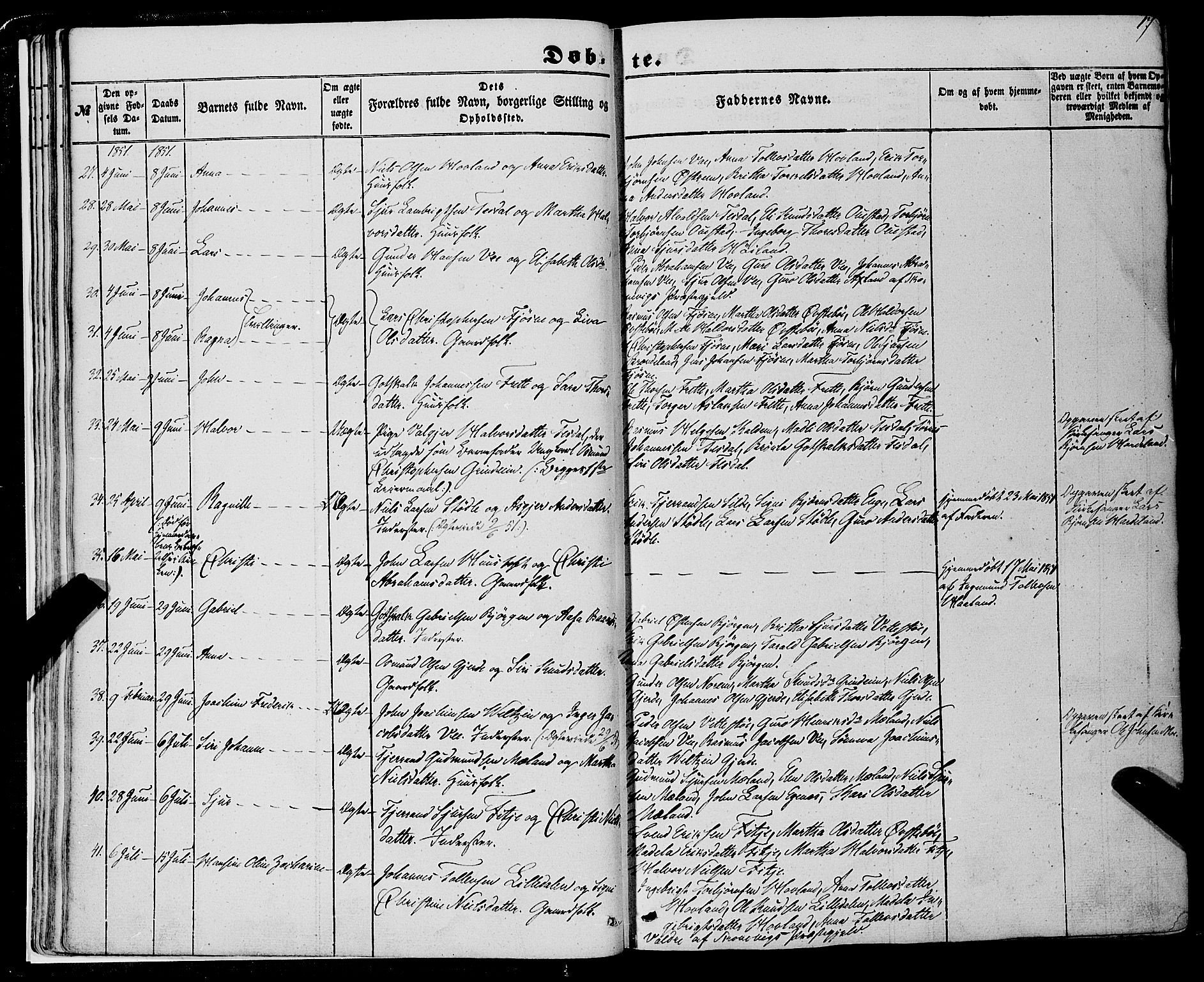 Etne sokneprestembete, AV/SAB-A-75001/H/Haa: Ministerialbok nr. A 8, 1848-1862, s. 17
