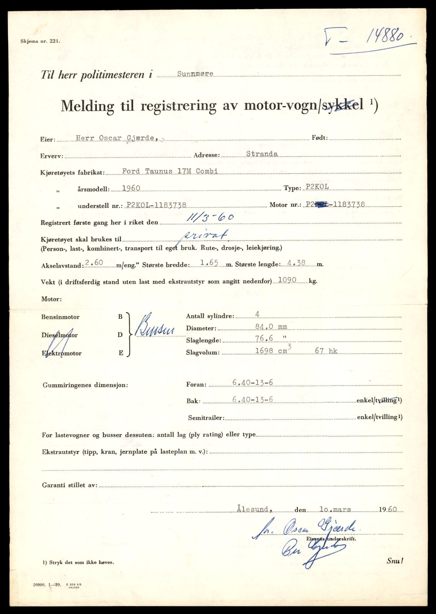 Møre og Romsdal vegkontor - Ålesund trafikkstasjon, AV/SAT-A-4099/F/Fe/L0049: Registreringskort for kjøretøy T 14864 - T 18613, 1927-1998, s. 439