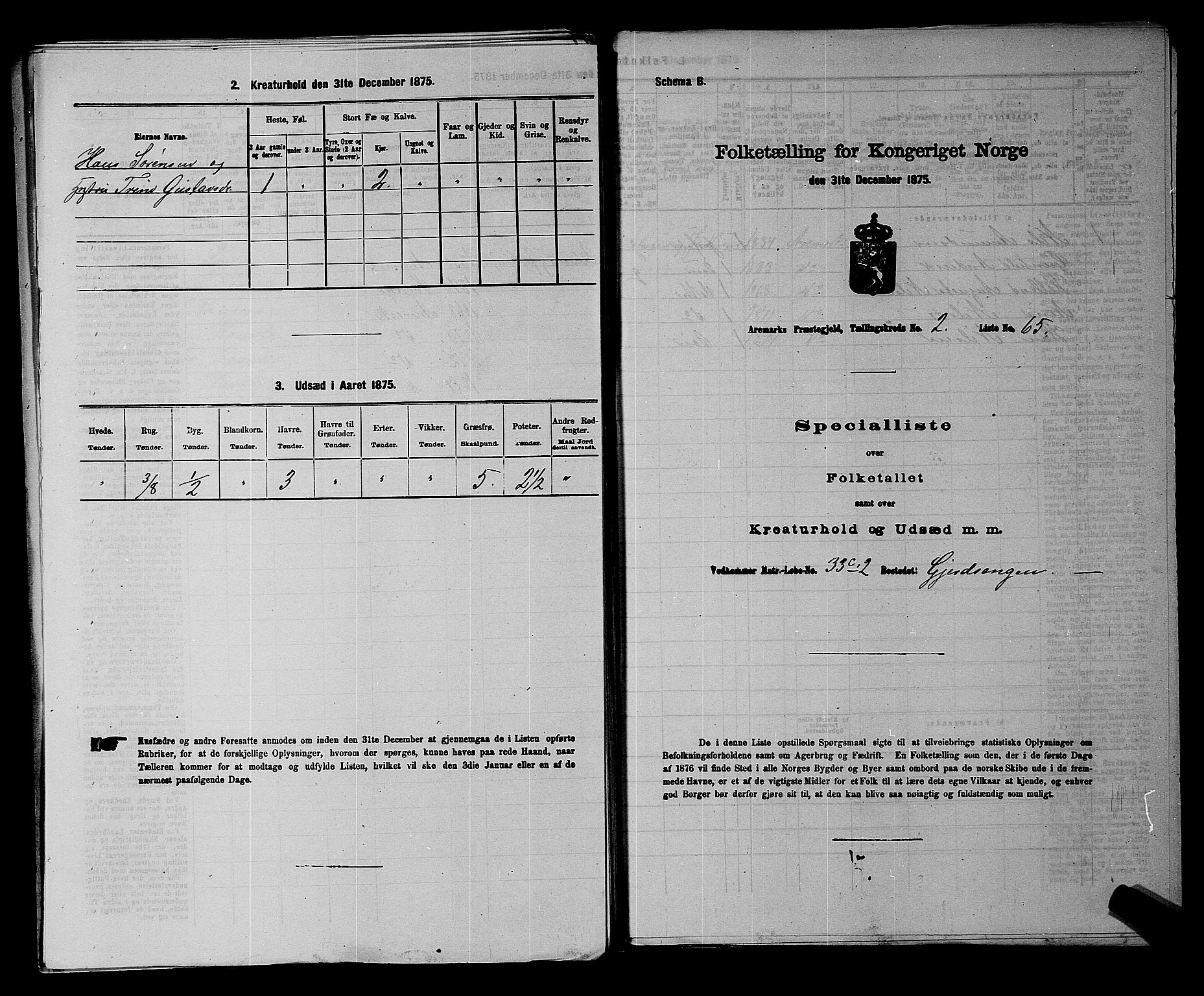 RA, Folketelling 1875 for 0118P Aremark prestegjeld, 1875, s. 361