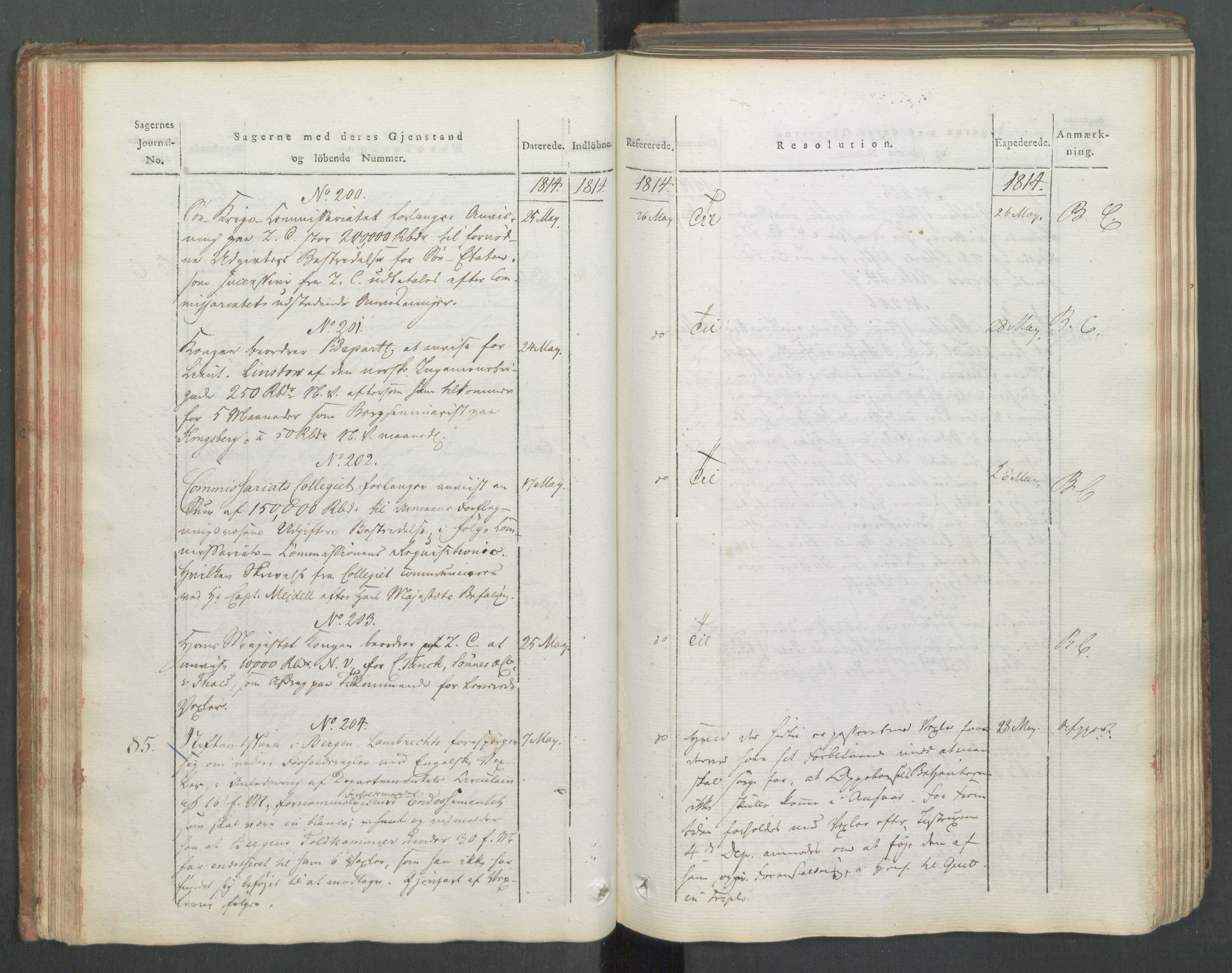 Departementene i 1814, RA/S-3899/Fa/L0008: 1. byrå - Journal B, 1814, s. 51