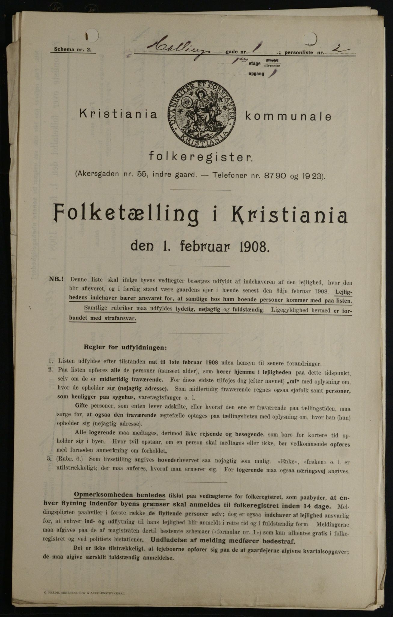 OBA, Kommunal folketelling 1.2.1908 for Kristiania kjøpstad, 1908, s. 30750