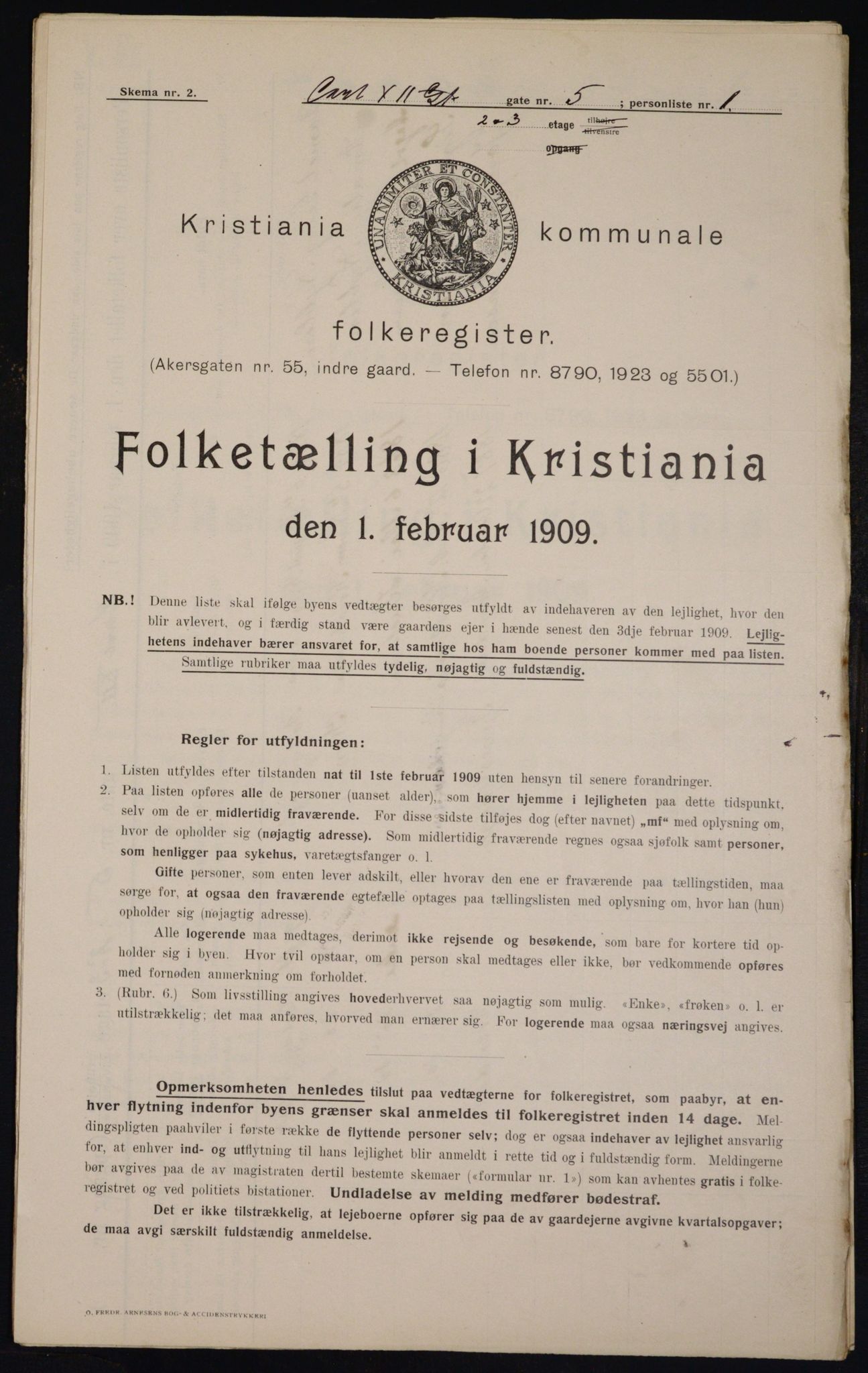 OBA, Kommunal folketelling 1.2.1909 for Kristiania kjøpstad, 1909, s. 44102