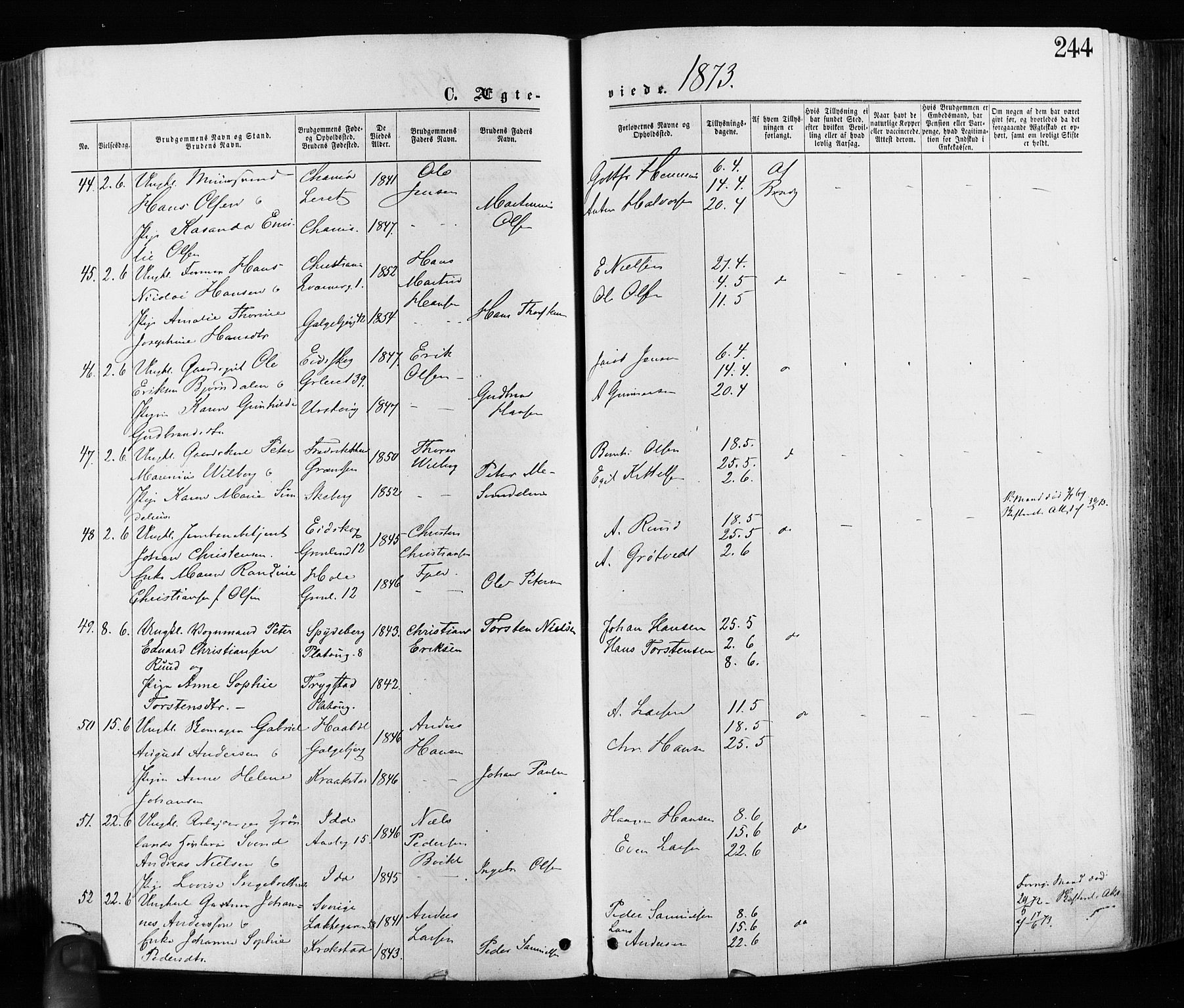 Grønland prestekontor Kirkebøker, SAO/A-10848/F/Fa/L0005: Ministerialbok nr. 5, 1869-1880, s. 244