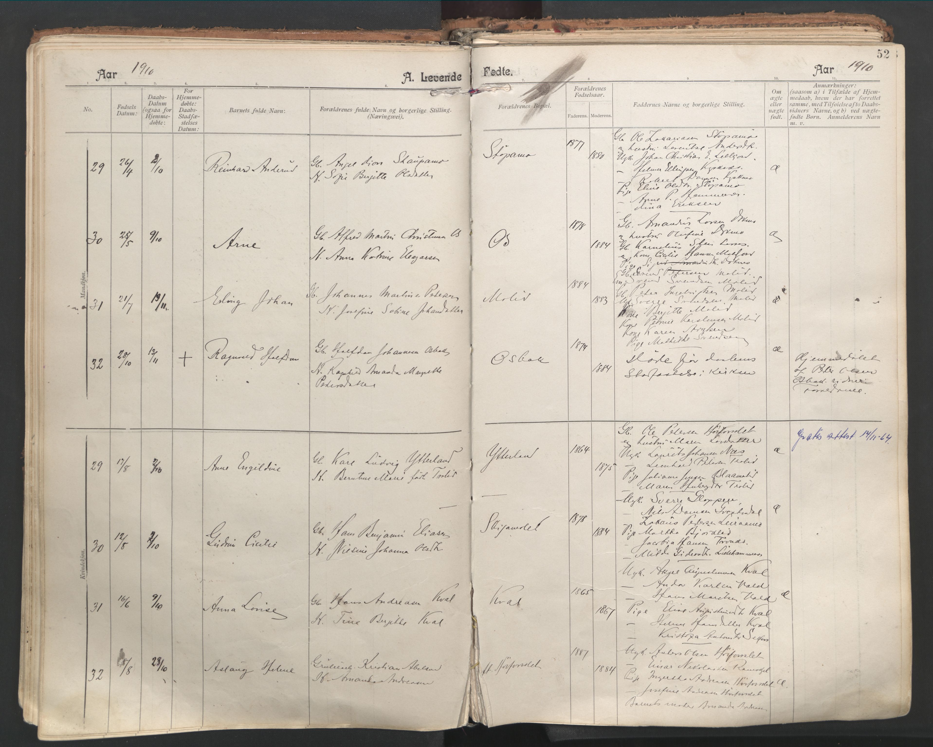 Ministerialprotokoller, klokkerbøker og fødselsregistre - Nordland, AV/SAT-A-1459/846/L0647: Ministerialbok nr. 846A05, 1902-1915, s. 52