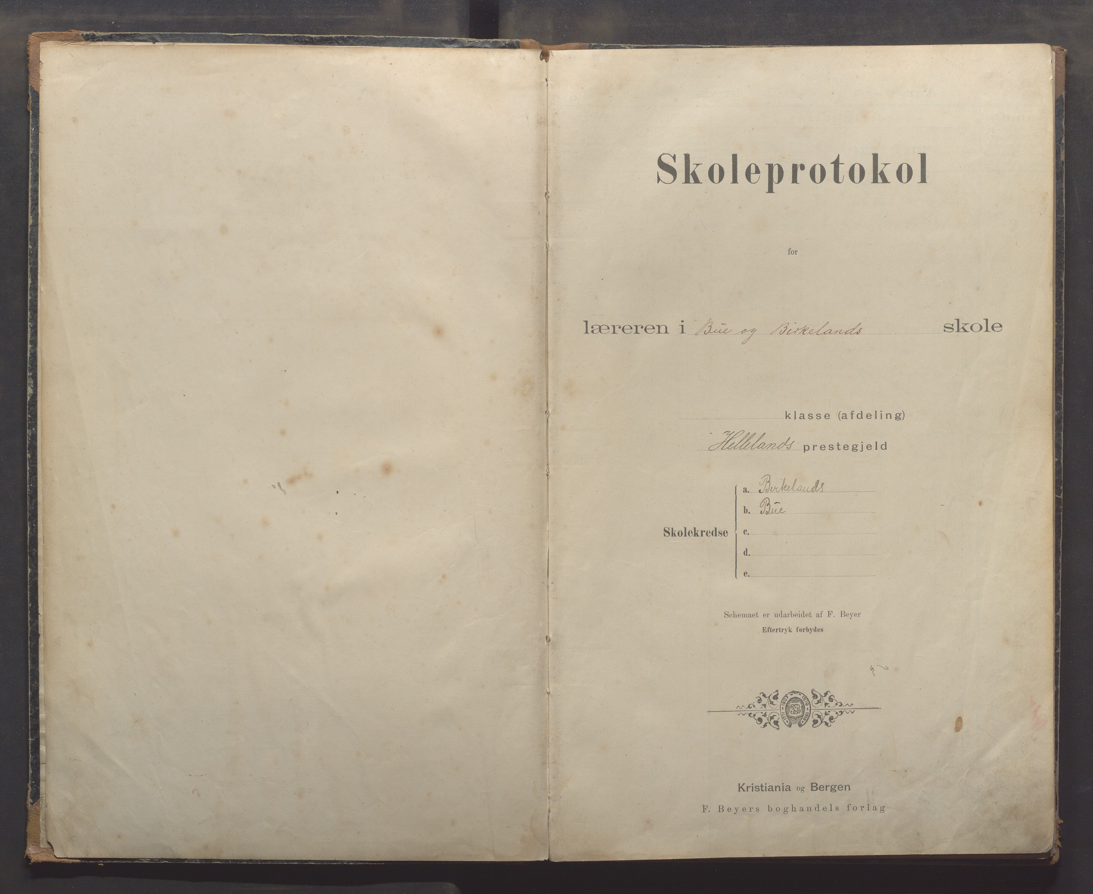 Bjerkreim kommune - Bue og Birkeland skuler, IKAR/K-101540/H/L0001: Skuleprotokoll, 1894-1918