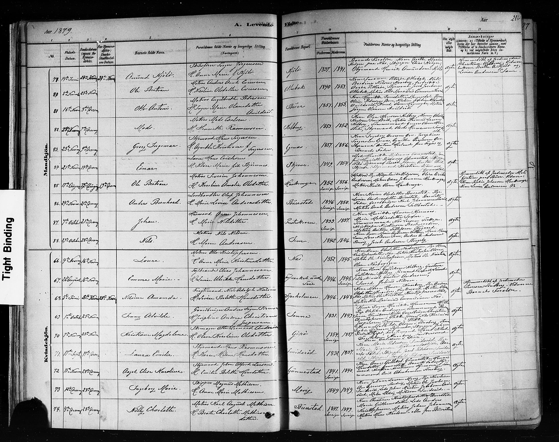 Nøtterøy kirkebøker, AV/SAKO-A-354/F/Fa/L0008: Ministerialbok nr. I 8, 1878-1893, s. 21
