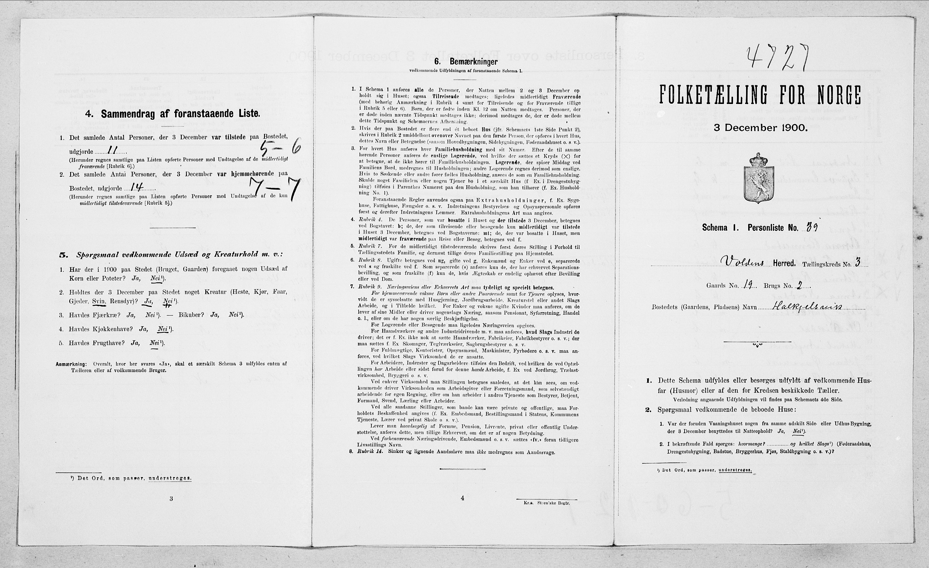 SAT, Folketelling 1900 for 1519 Volda herred, 1900, s. 303
