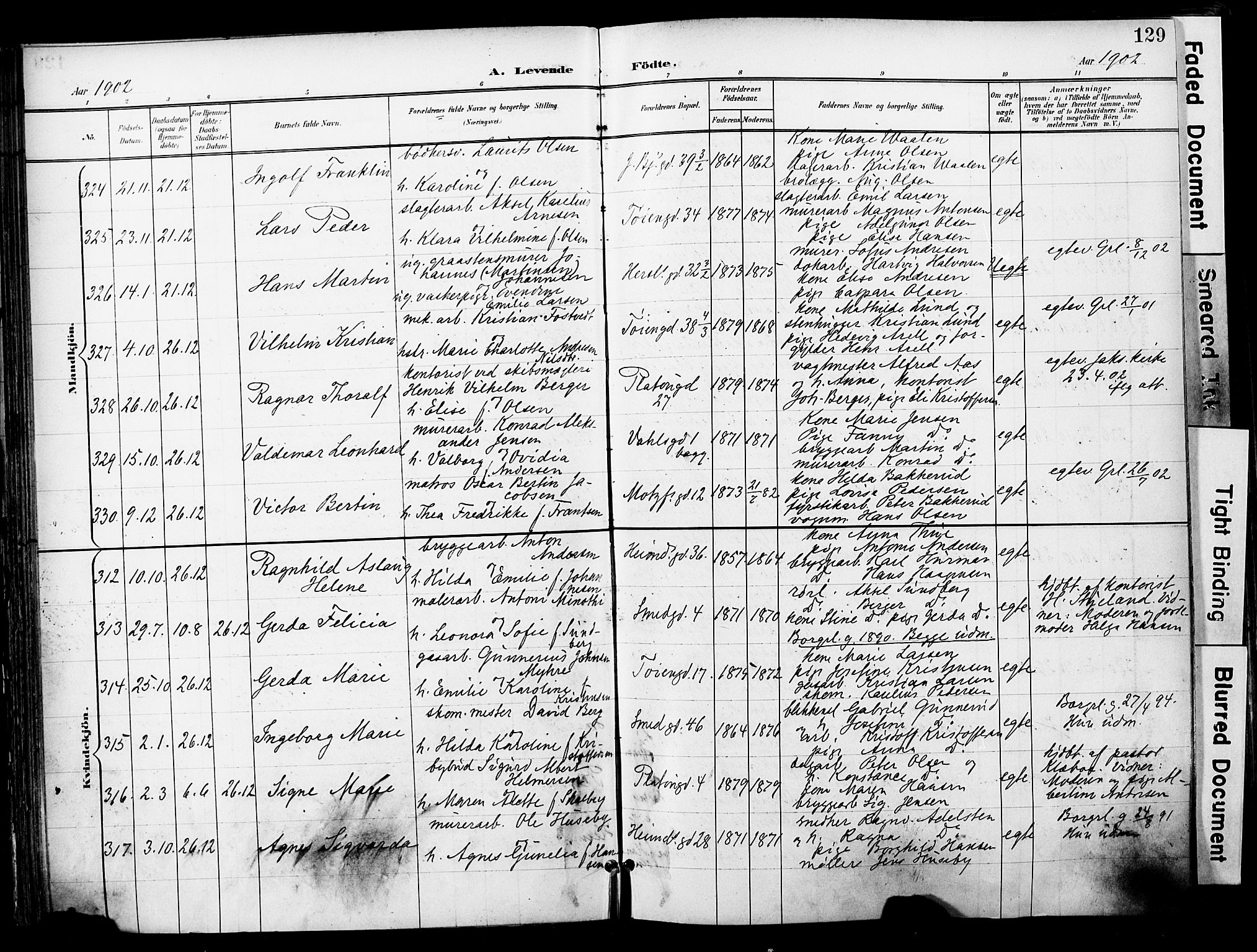 Grønland prestekontor Kirkebøker, AV/SAO-A-10848/F/Fa/L0014: Ministerialbok nr. 14, 1900-1911, s. 129