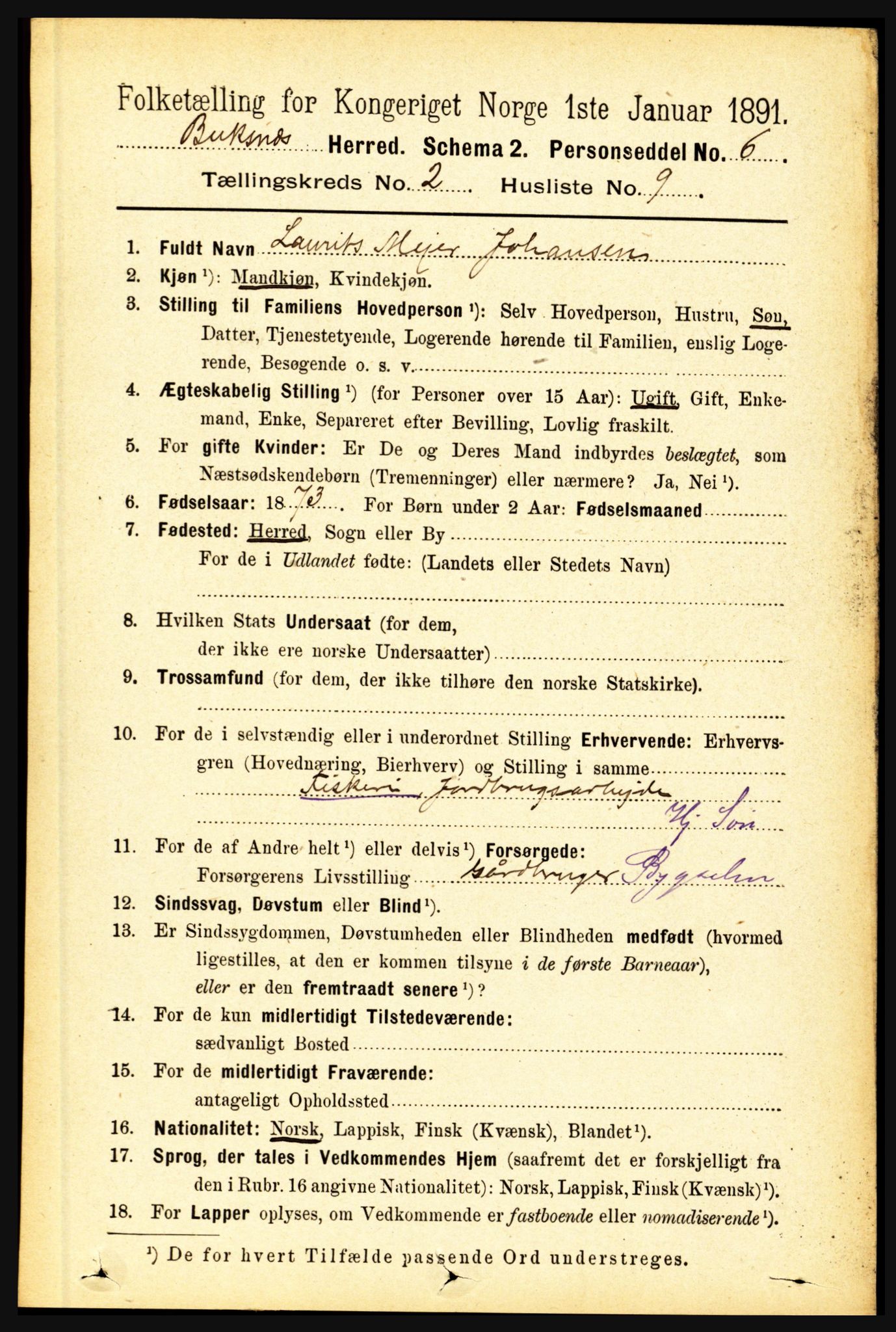 RA, Folketelling 1891 for 1860 Buksnes herred, 1891, s. 1670