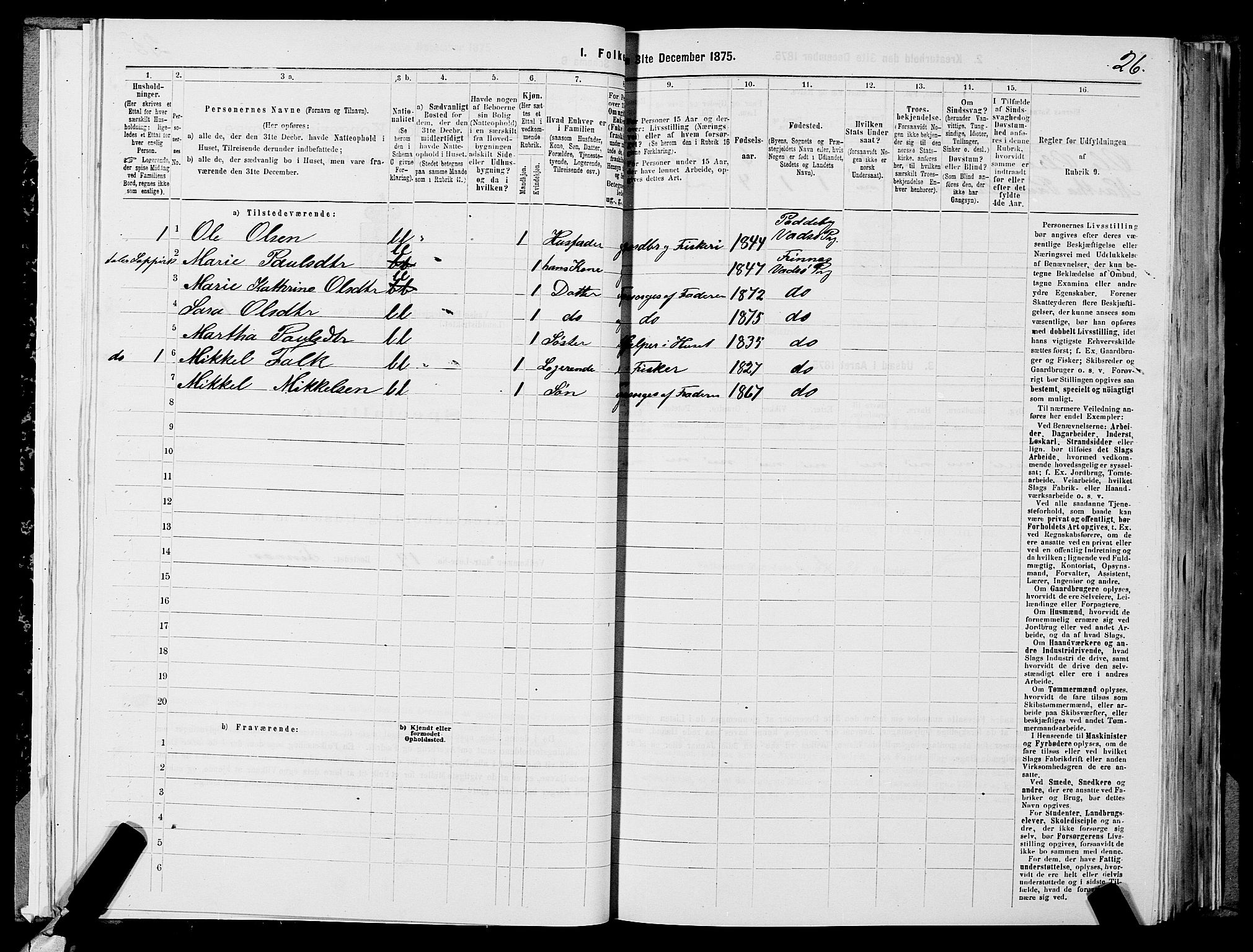 SATØ, Folketelling 1875 for 2029L Vadsø prestegjeld, Vadsø landsokn, 1875, s. 1026