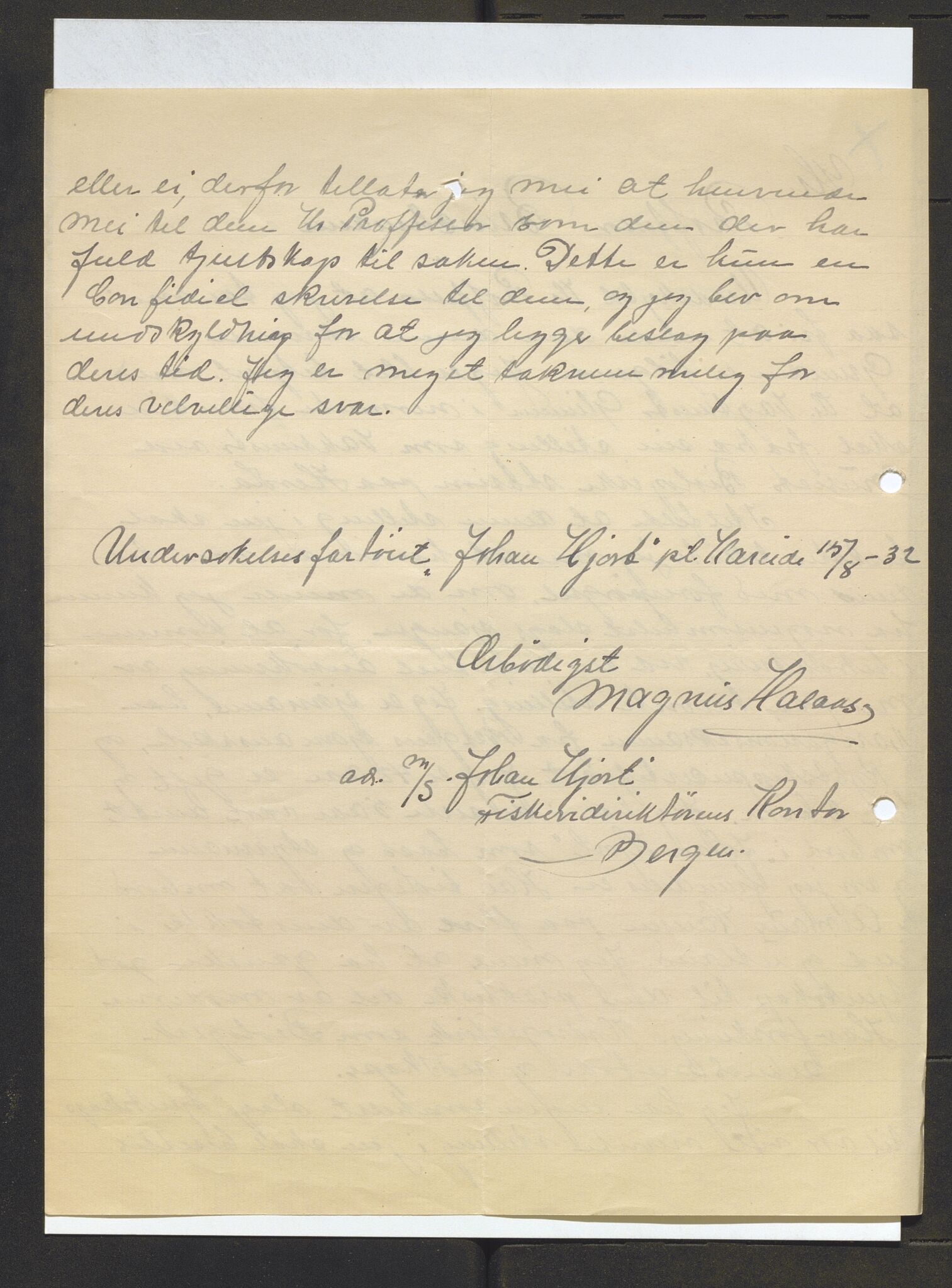 Bergens Museum, AV/SAB-A-17301/13/D/L0002: Korrespondanse , 1928-1940, s. 511
