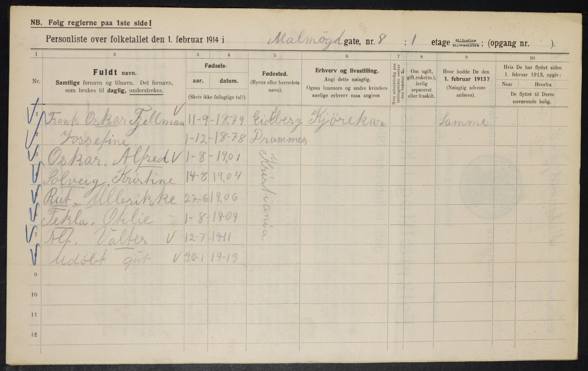 OBA, Kommunal folketelling 1.2.1914 for Kristiania, 1914, s. 59988